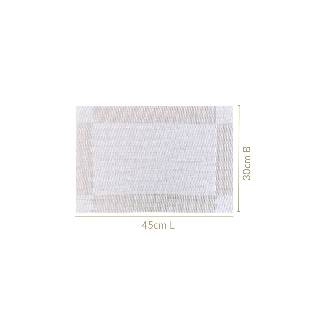 White Beige Reversible Dining Table Mats Set Of 6 - Image 4
