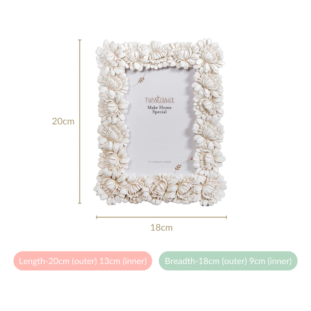 White Blooms Picture Frame Small 7.5"x7" - Image 6