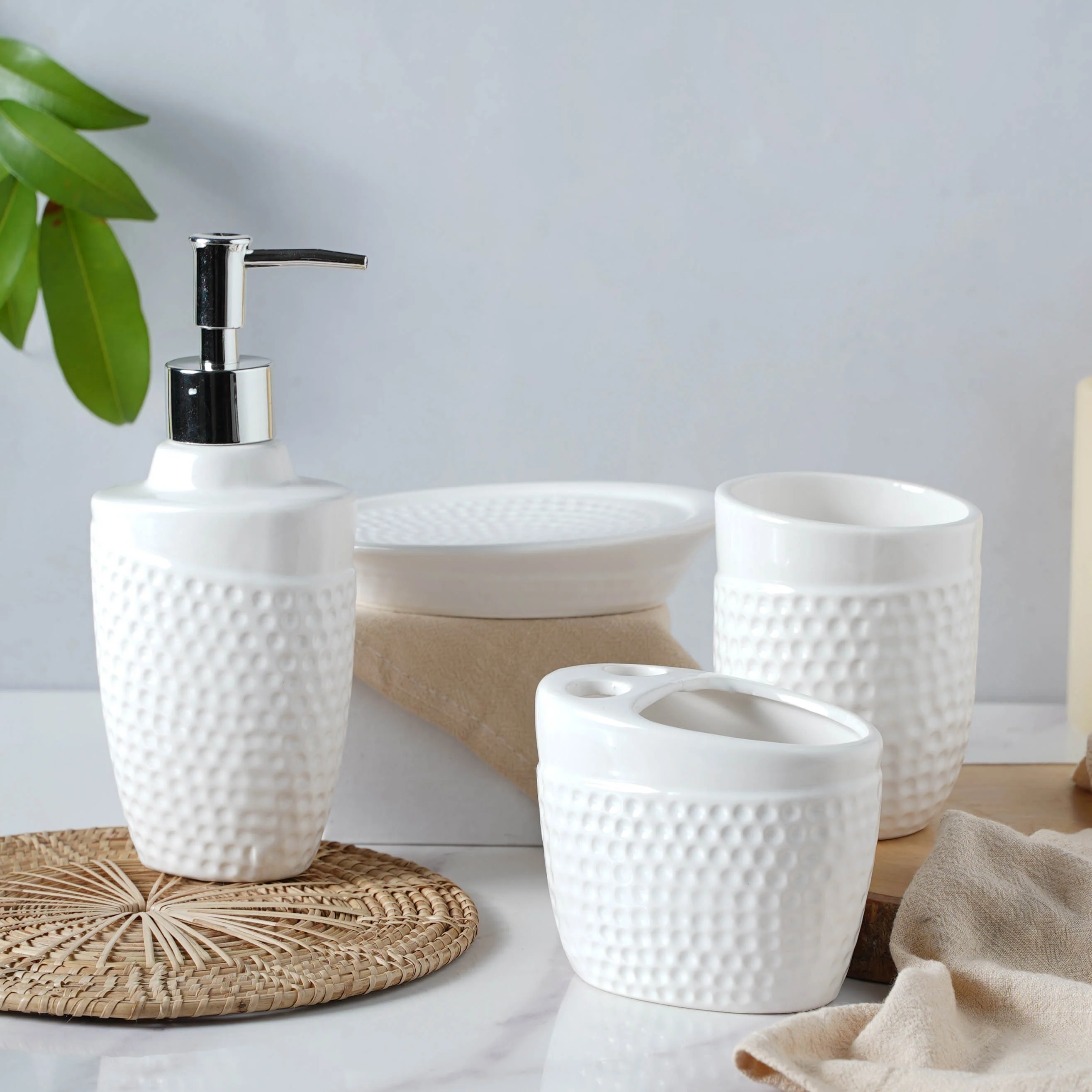 White Ceramic Bathroom Accessories Set - Image 3