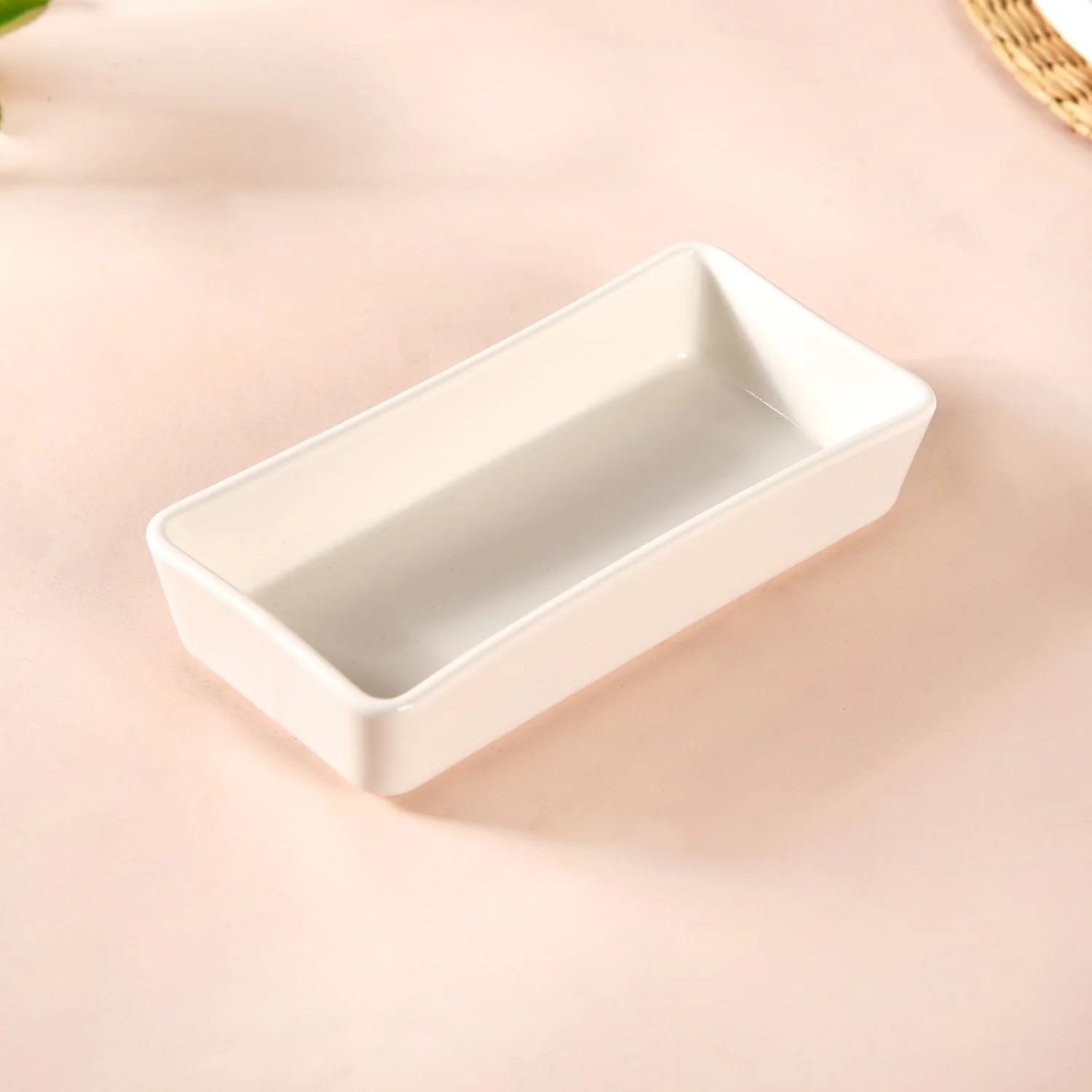 White Ceramic Bowls With Bamboo Tray Set Of 5 - Image 7