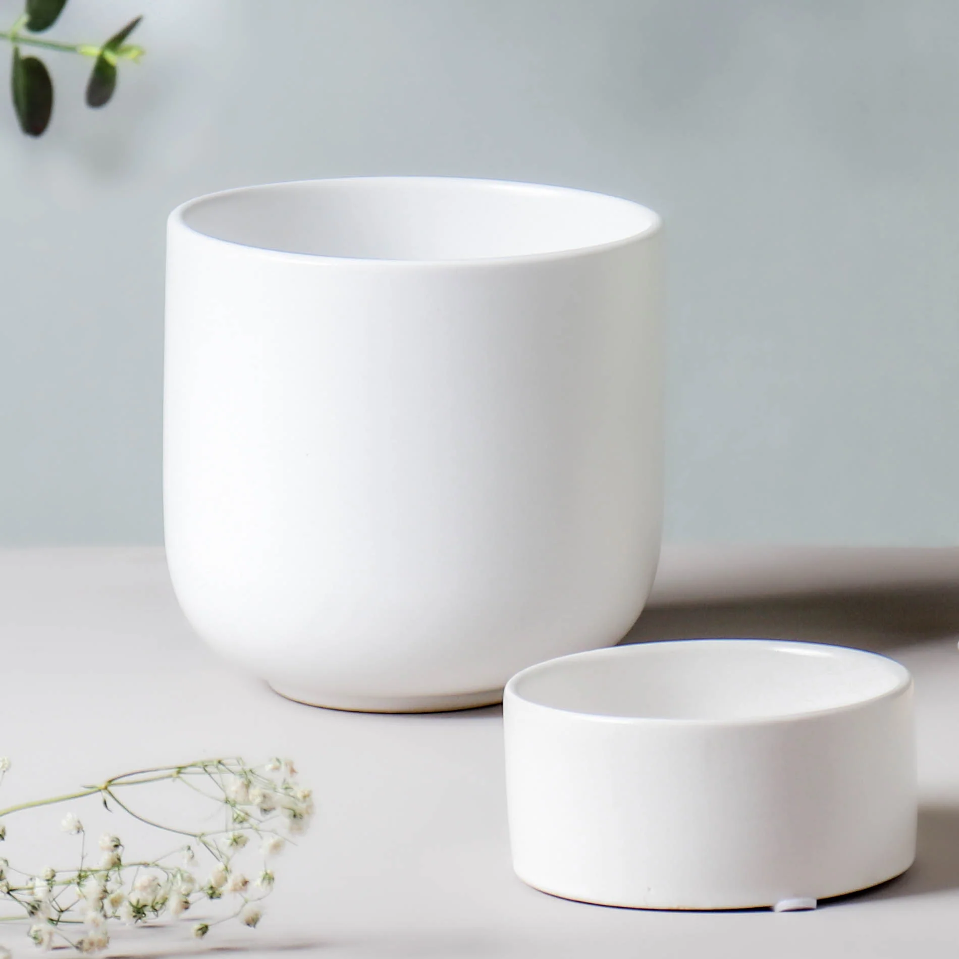 White Ceramic Plant Pot - Image 2