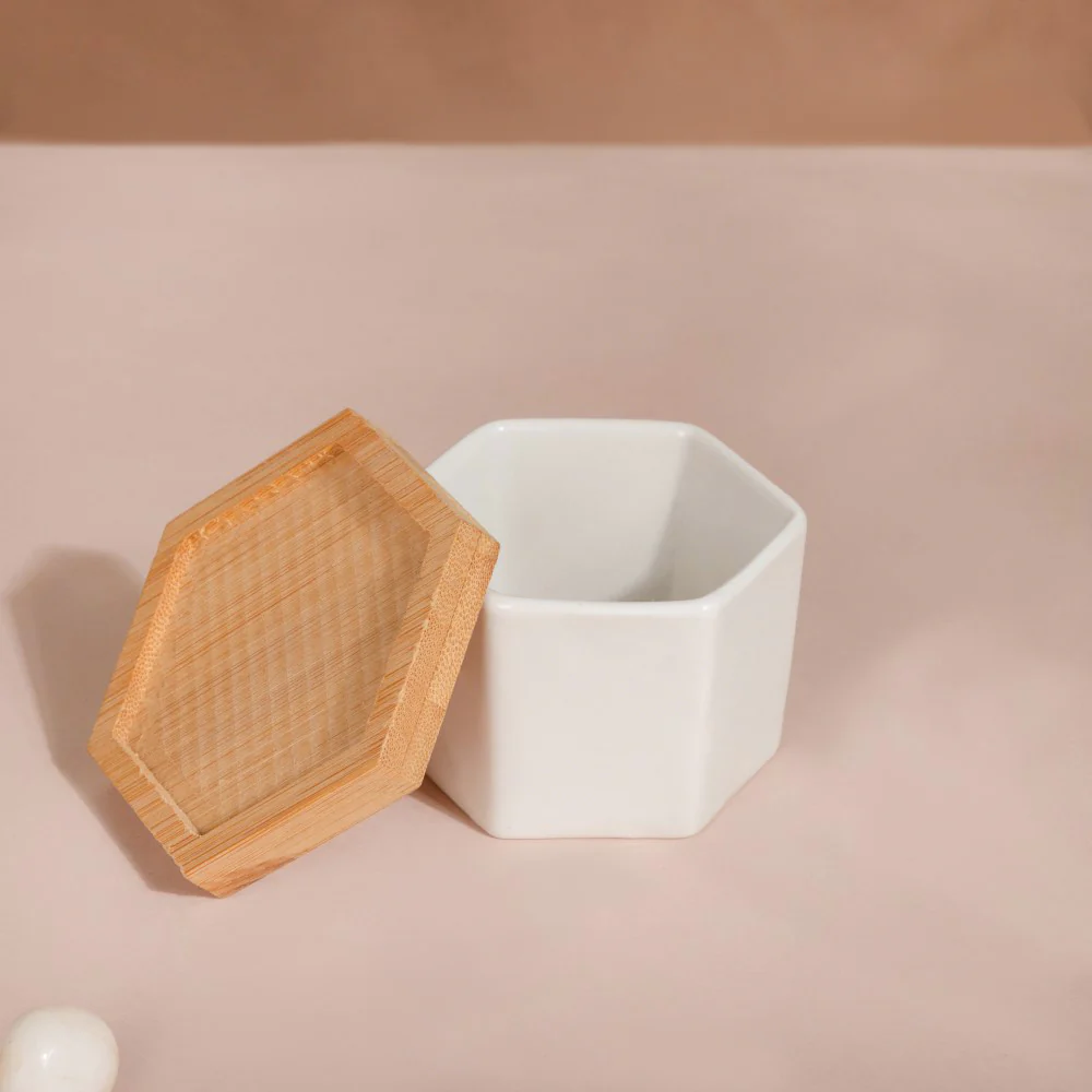 White Ceramic Planter Hexagon Set Of 4 - Image 5