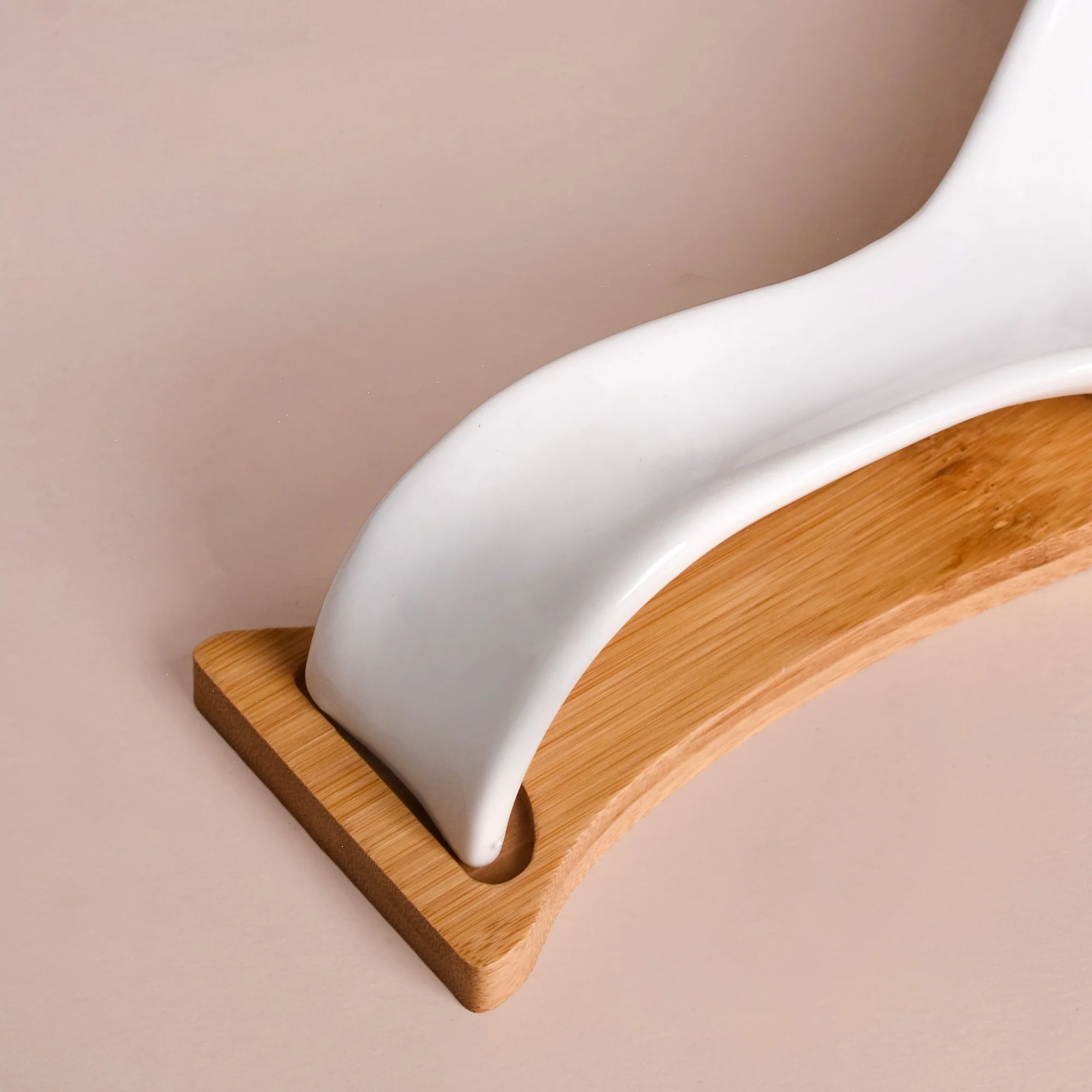White Ceramic Spoon Holder With Wooden Tray - Image 11