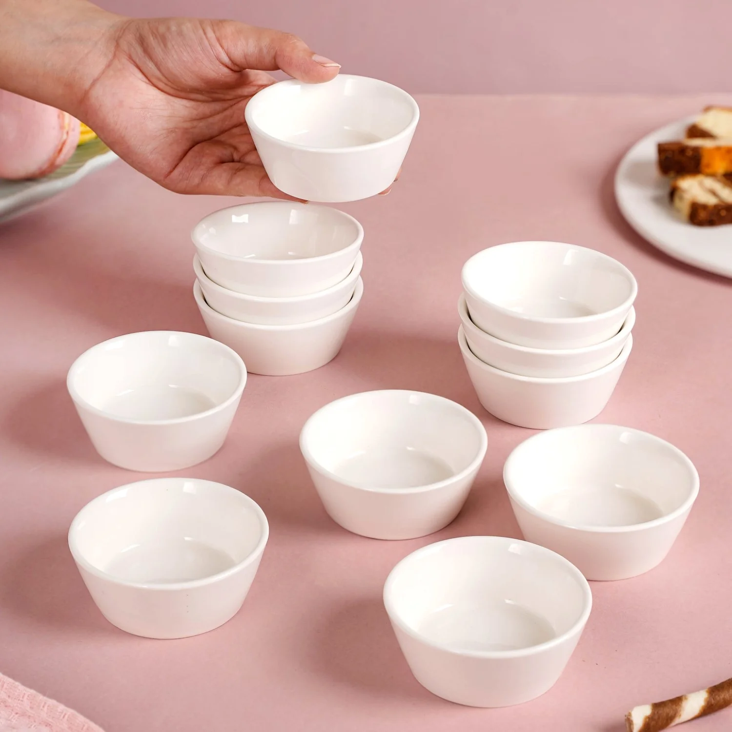 White Dip Bowl Set Of 12 90ml - Image 2