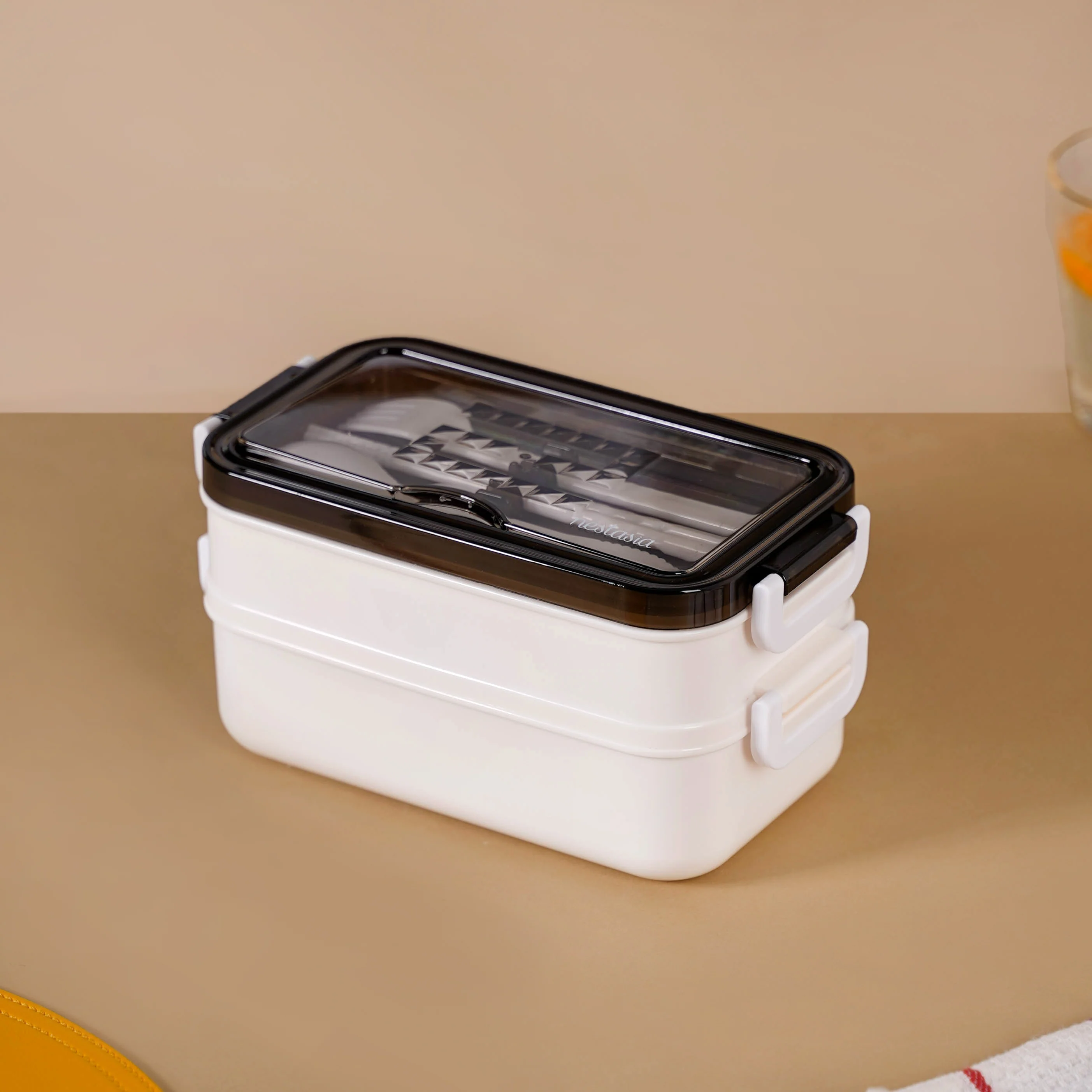 White Double Decker Bento Tiffin Box 1050ml - Image 9