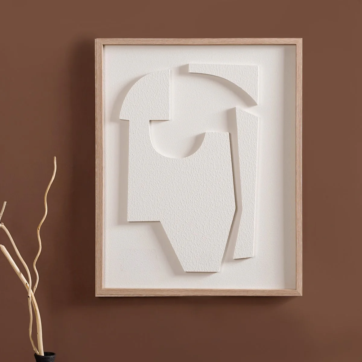 White Embossed 3D Wall Artwork 20x16 Inch