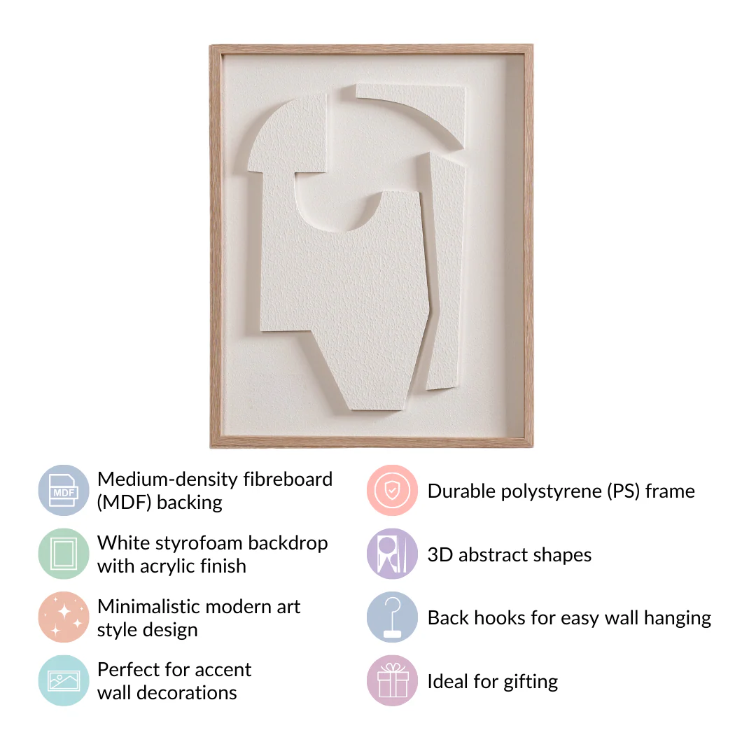 White Embossed 3D Wall Artwork 20x16 Inch - Image 5