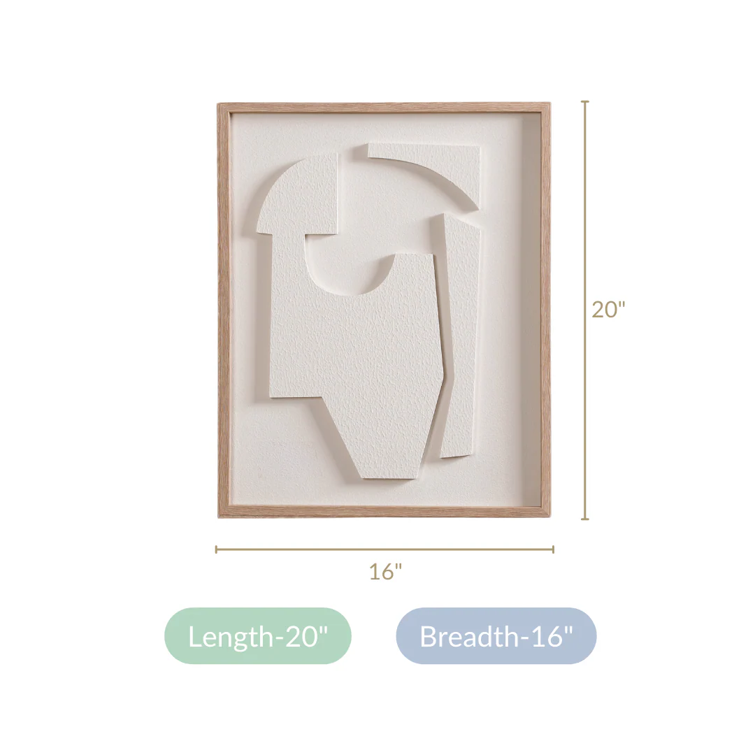 White Embossed 3D Wall Artwork 20x16 Inch - Image 6