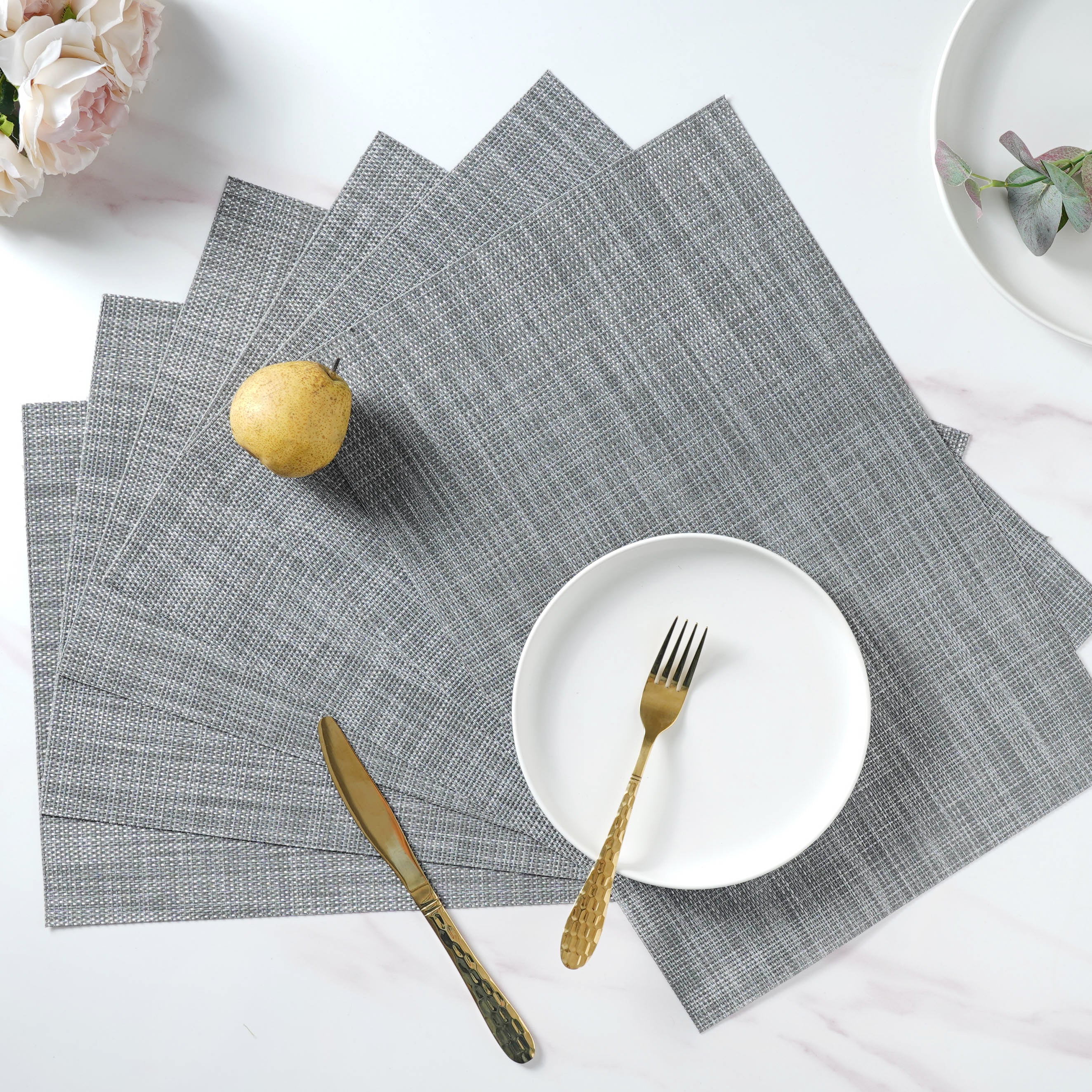 White-grey PVC Table Mat Set of 6 - Image 2