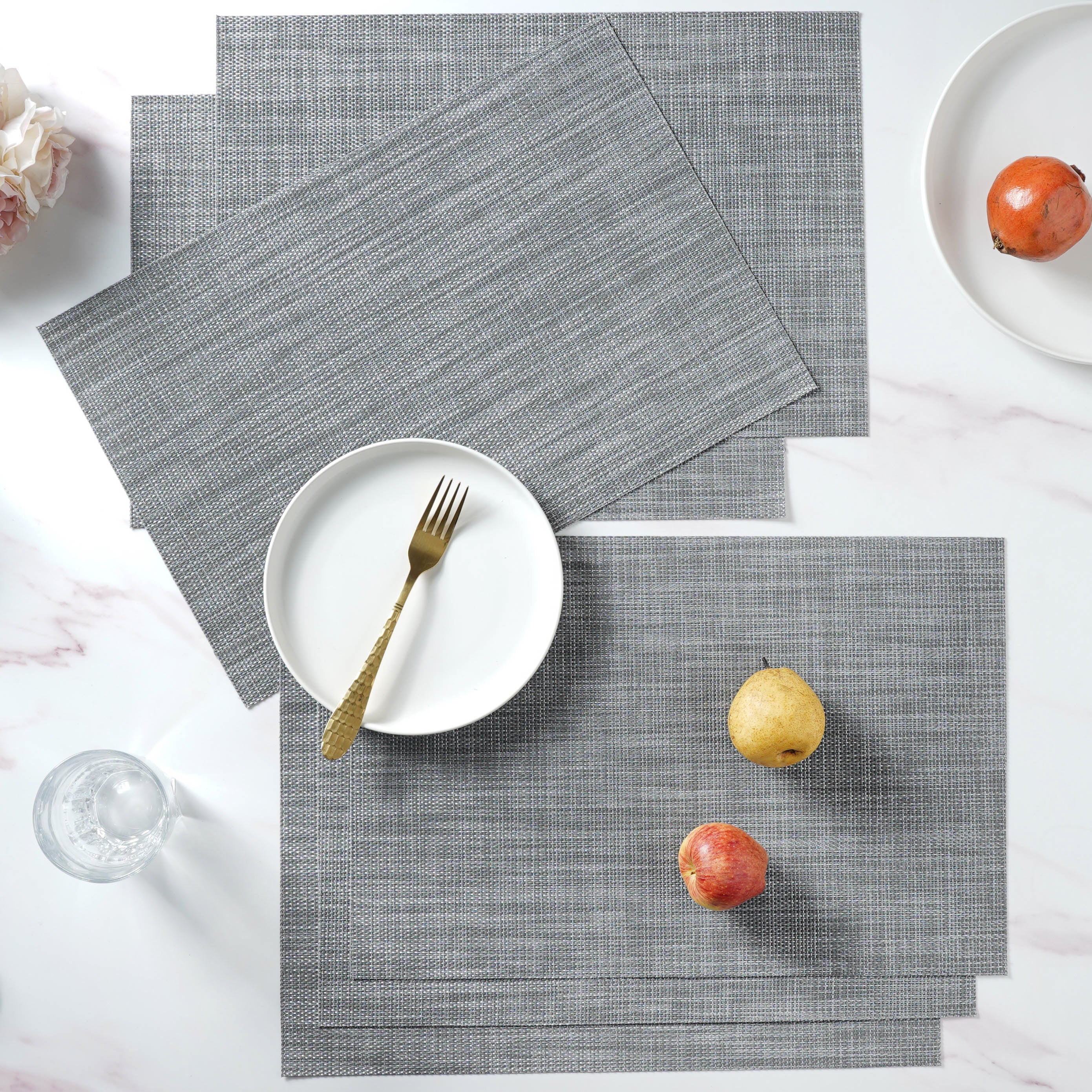 White-grey PVC Table Mat Set of 6 - Image 4