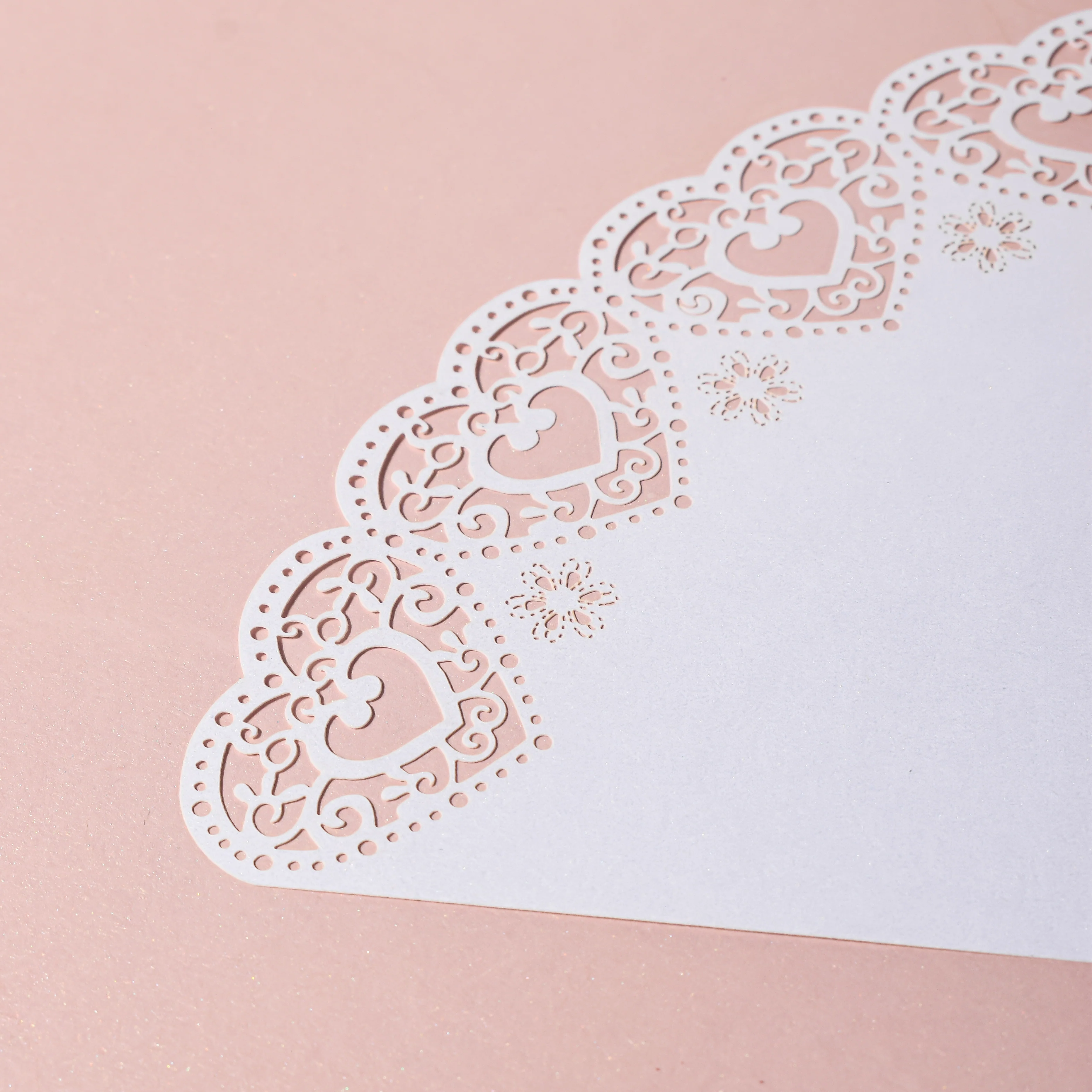 White Heart Lace Paper Cone Doily Set of 20 - Image 7