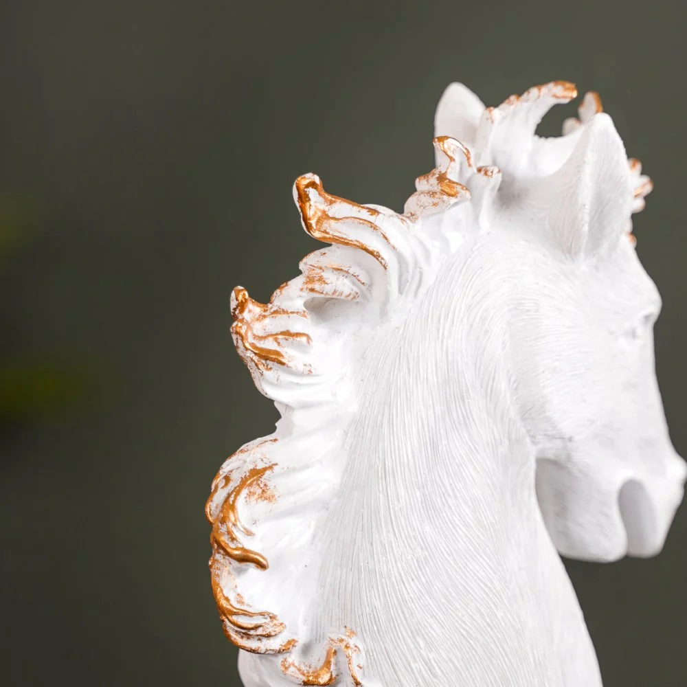White Horse Bust Decor Showpiece With Stand Large - Image 10