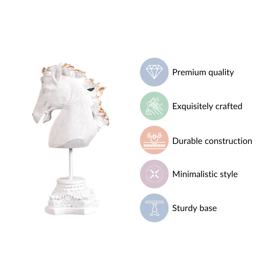 White Horse Decor Showpiece With Stand Small - Image 6
