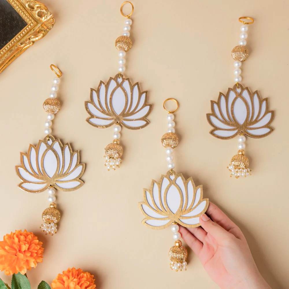 White Lotus Wall Hanging Set Of 4 - Image 2