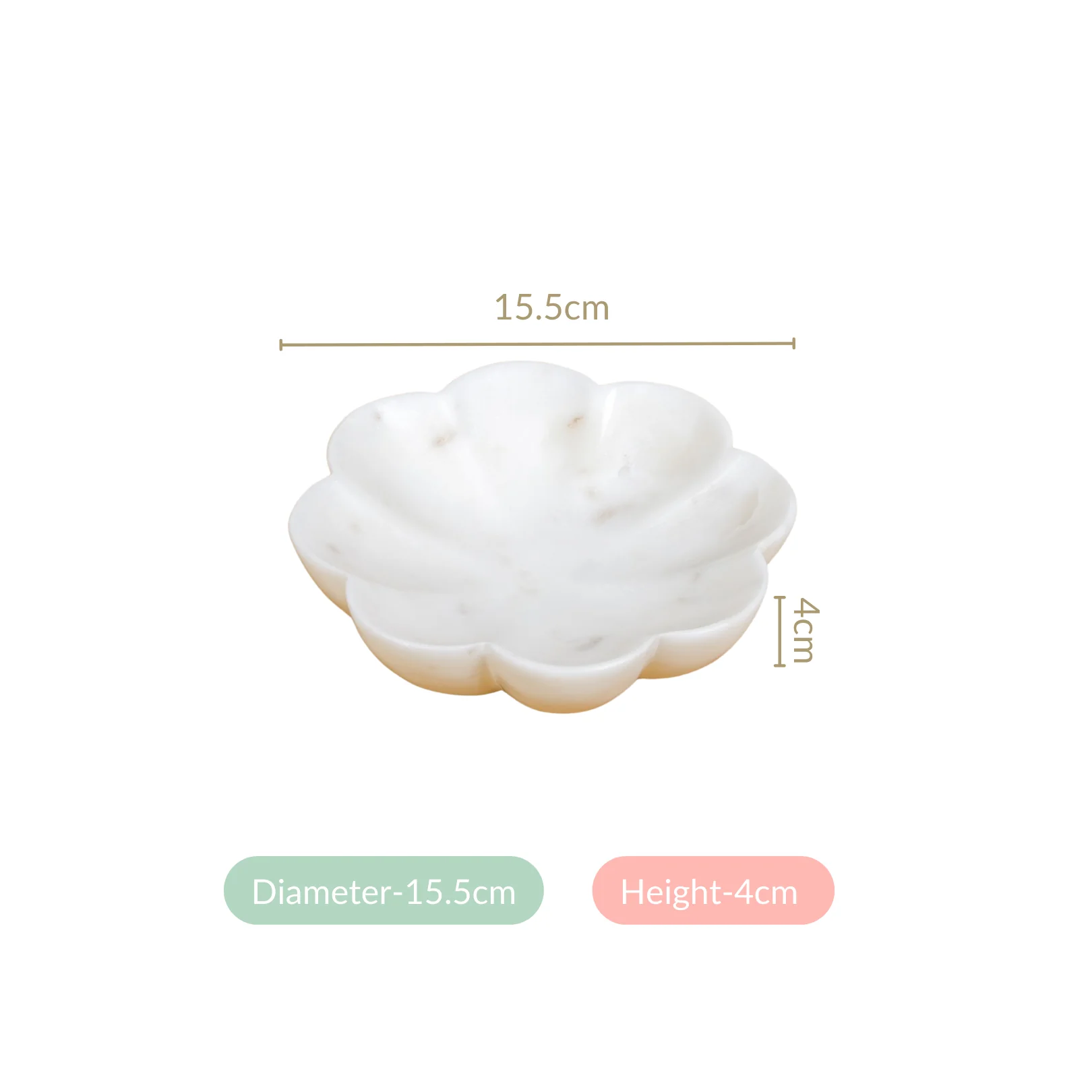 White Marble Stone Flower Platter Small 6 Inch - Image 4