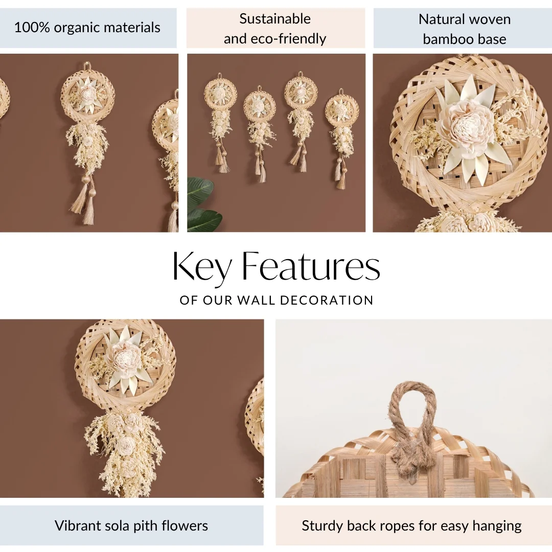 Organic White Petals Dried Flower Wall Decor Set Of 4 - Image 4