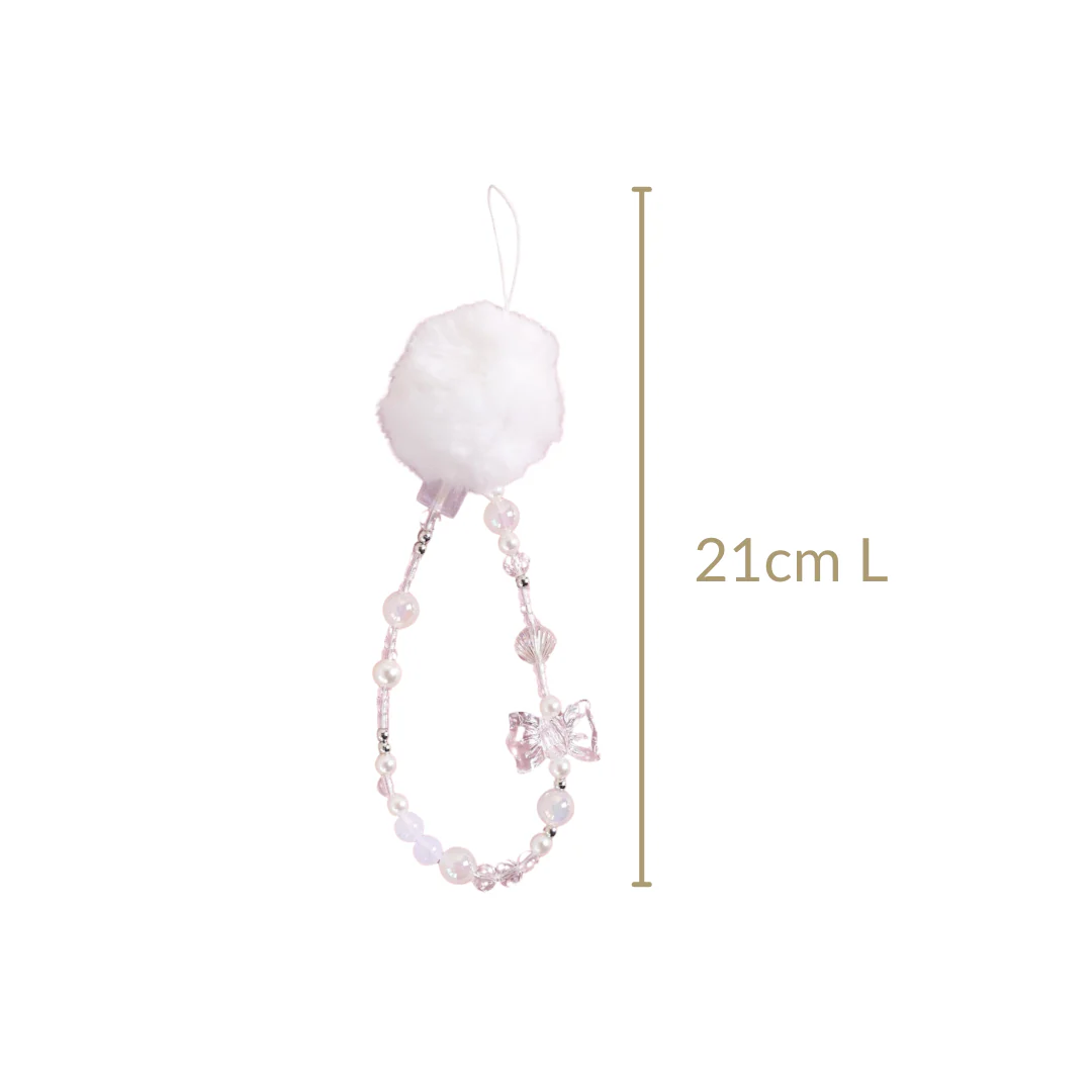White Pom Pom Phone Charm Lanyard - Image 4