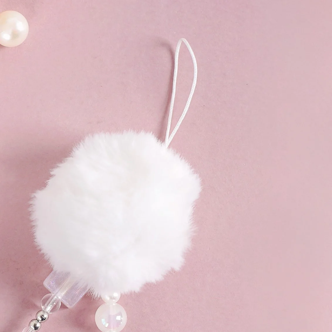 White Pom Pom Phone Charm Lanyard - Image 6
