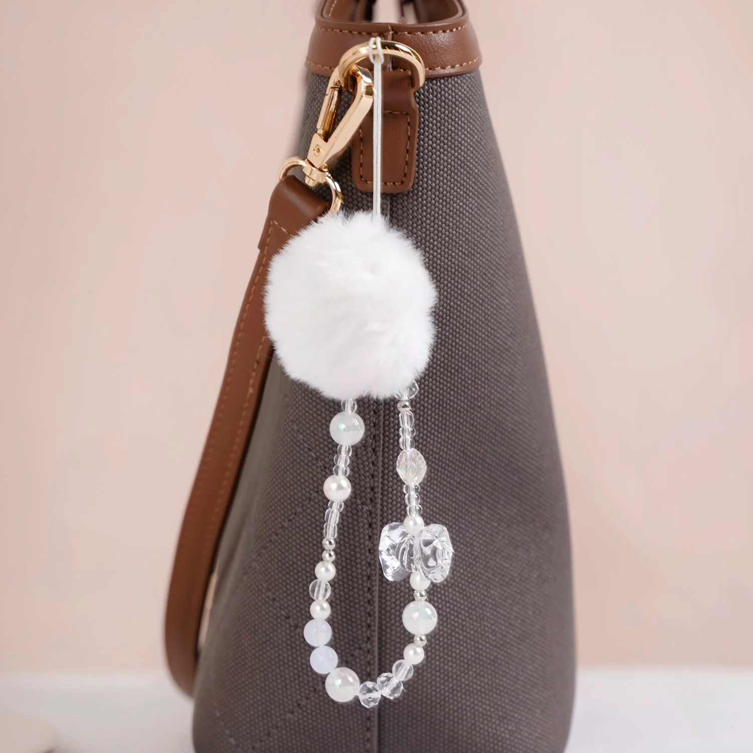 White Pom Pom Phone Charm Lanyard - Image 7