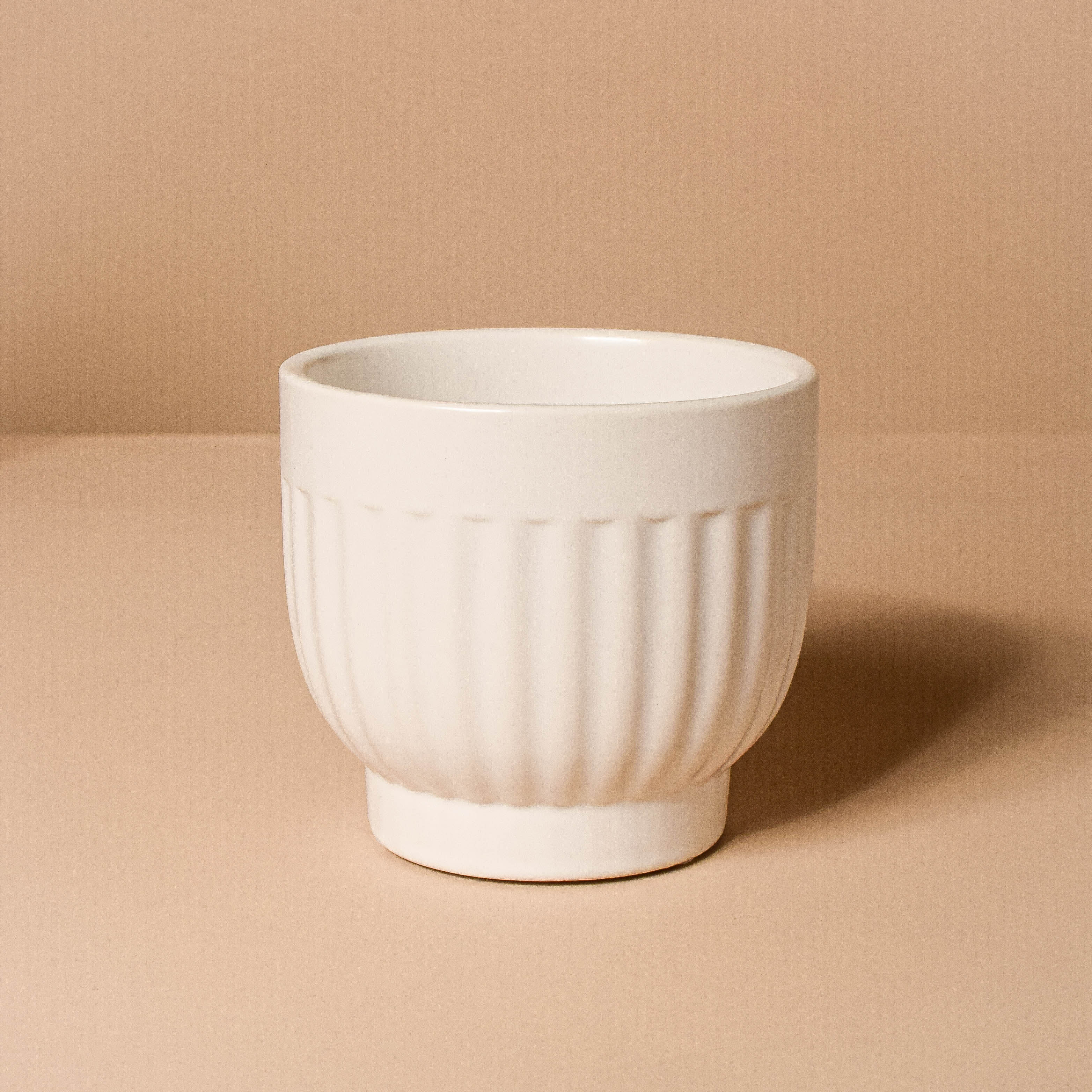 White Ribbed Vase - Image 4