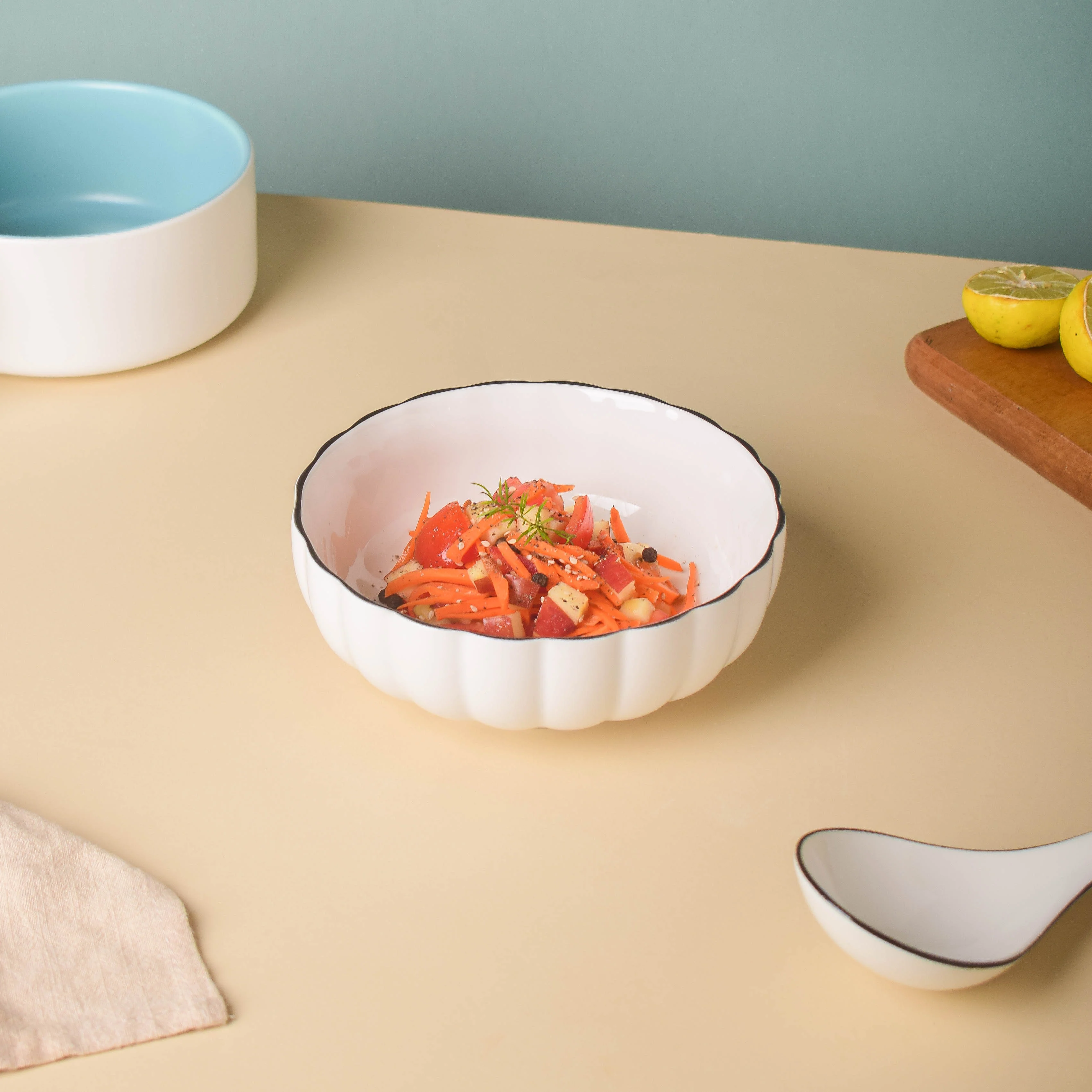 White Scallop Salad Bowl - Image 6