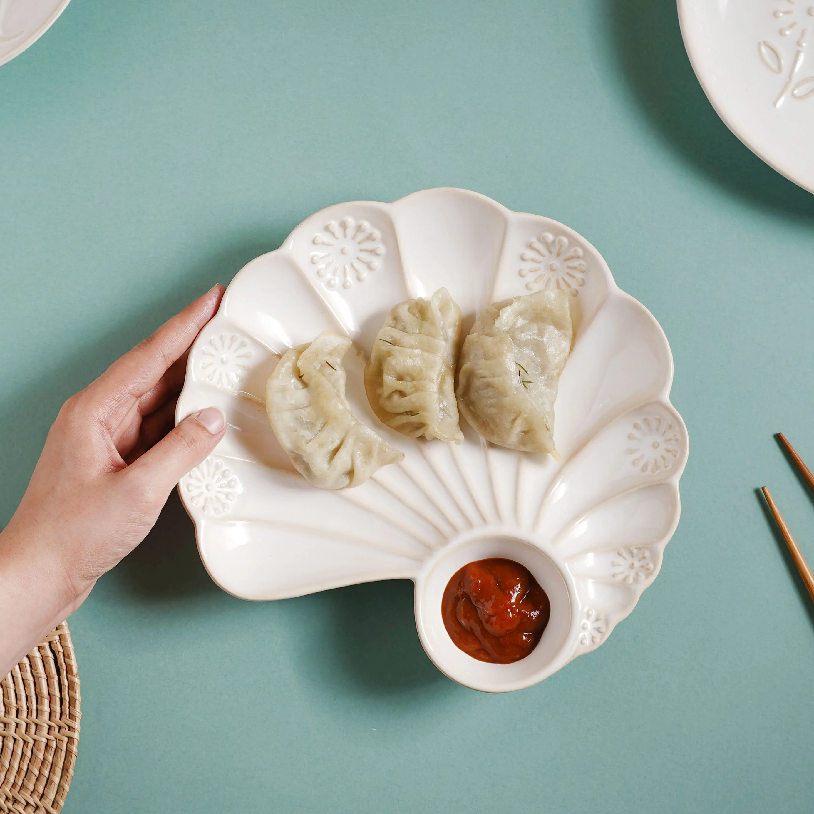 White Shell Ceramic Snack Plate 8 Inch - Image 2