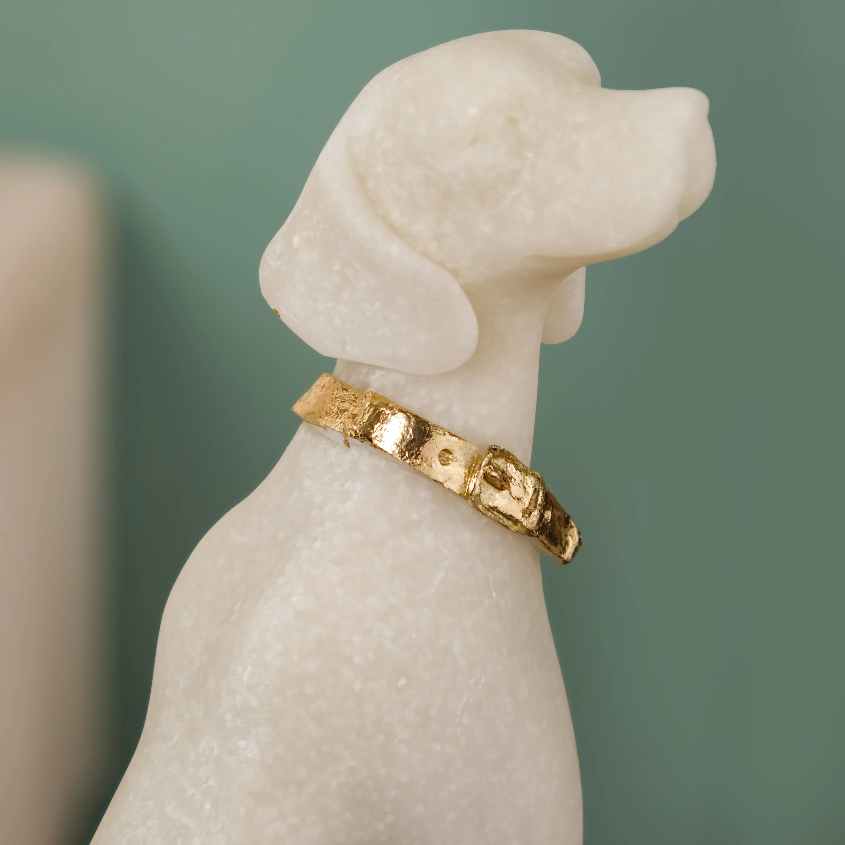 White Sitting Dog Luxe Statue - Image 2