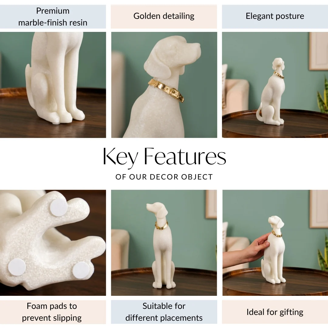 White Sitting Dog Luxe Statue - Image 5