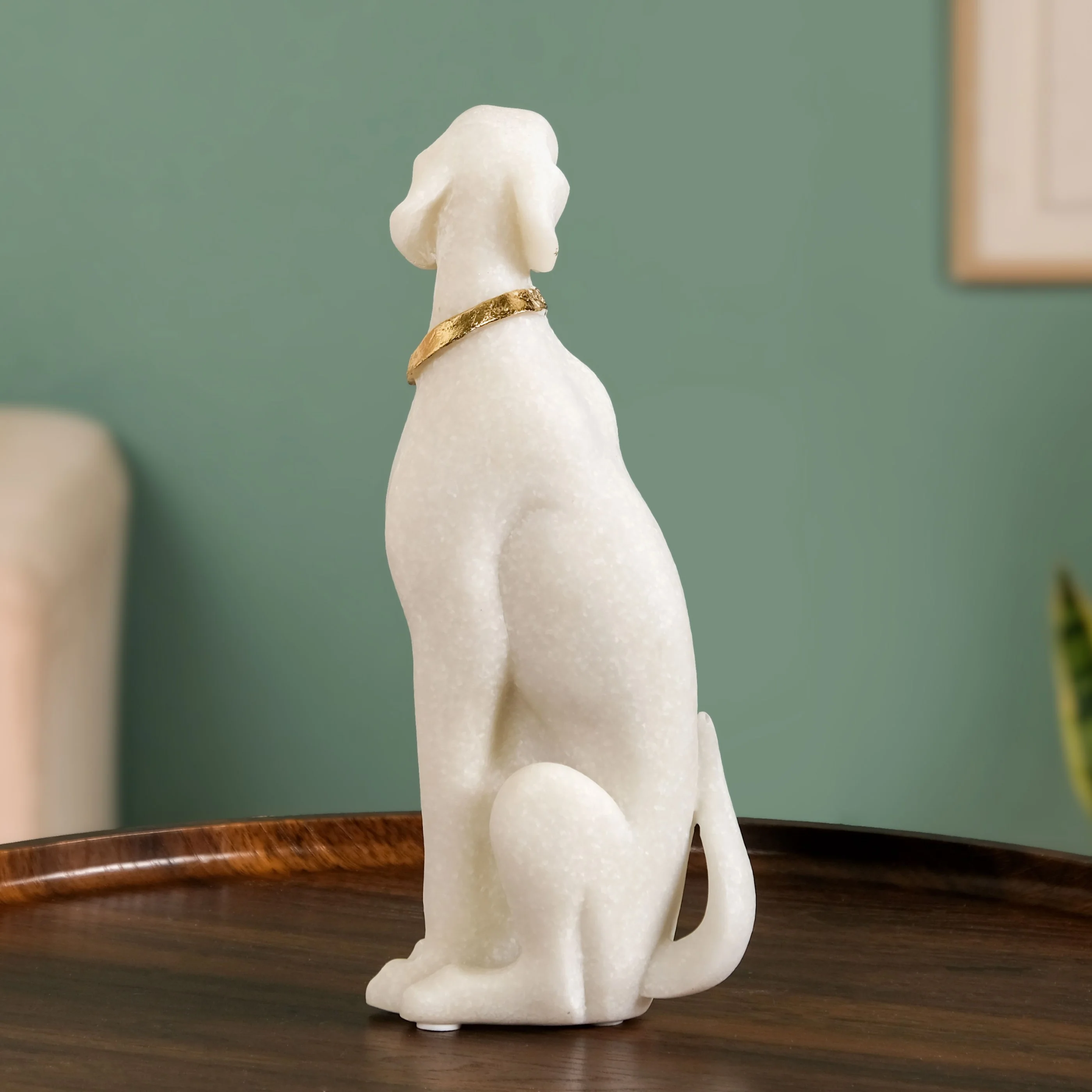 White Sitting Dog Luxe Statue - Image 8