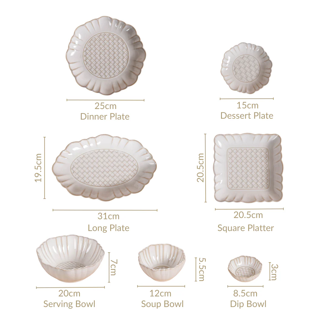 White Stoneware Design 28-Piece Dinner Set For 6 - Image 9
