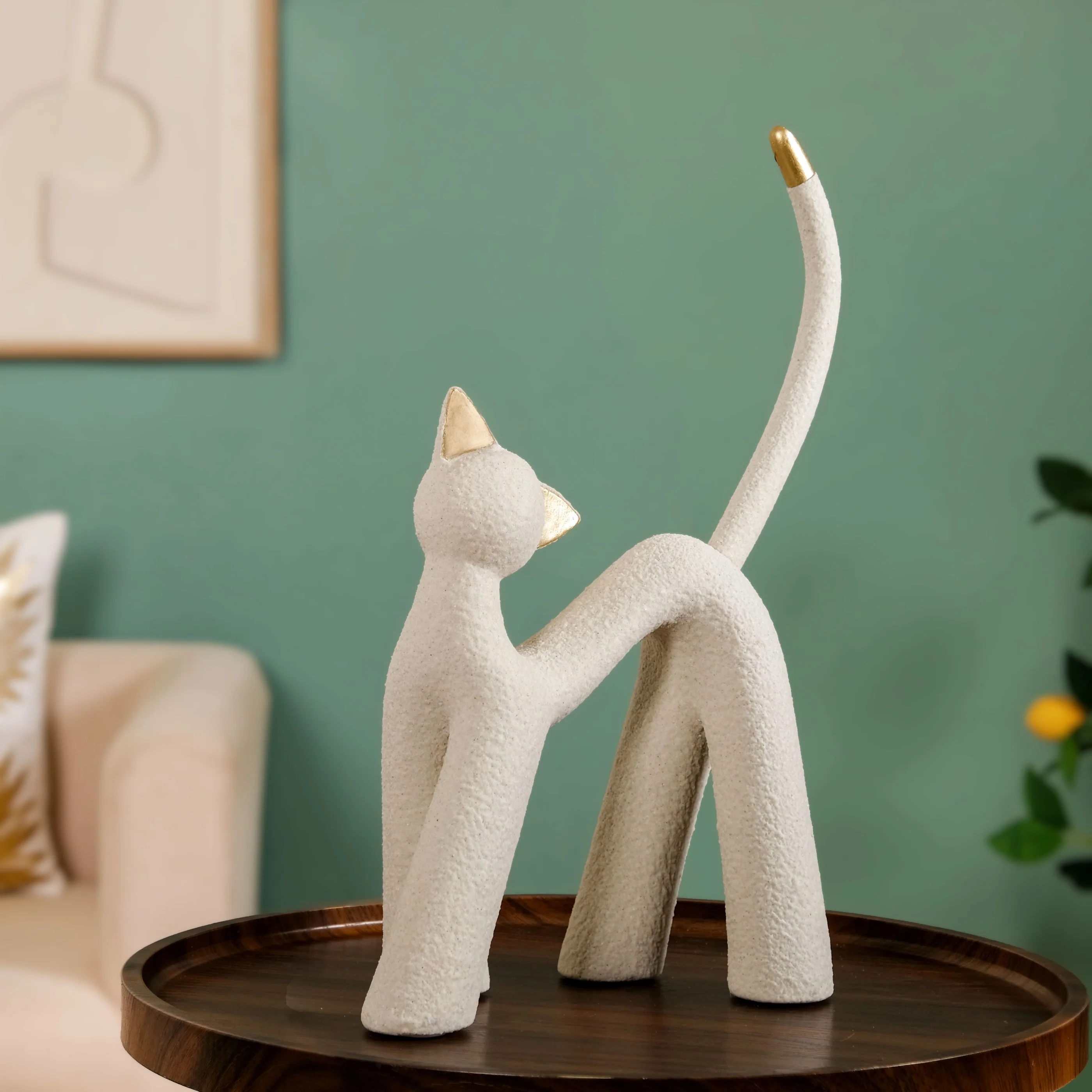 White Table Top Cat Statue - Image 7