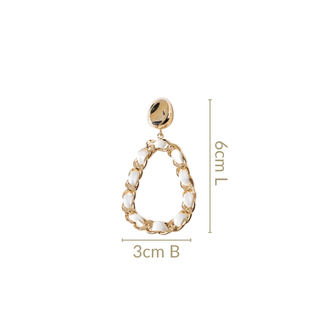 White Threaded Gold Danglers - Image 3