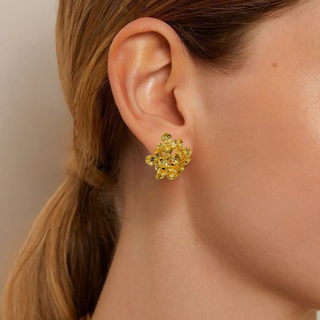 Wildflower Cluster Earrings Gold - Image 2