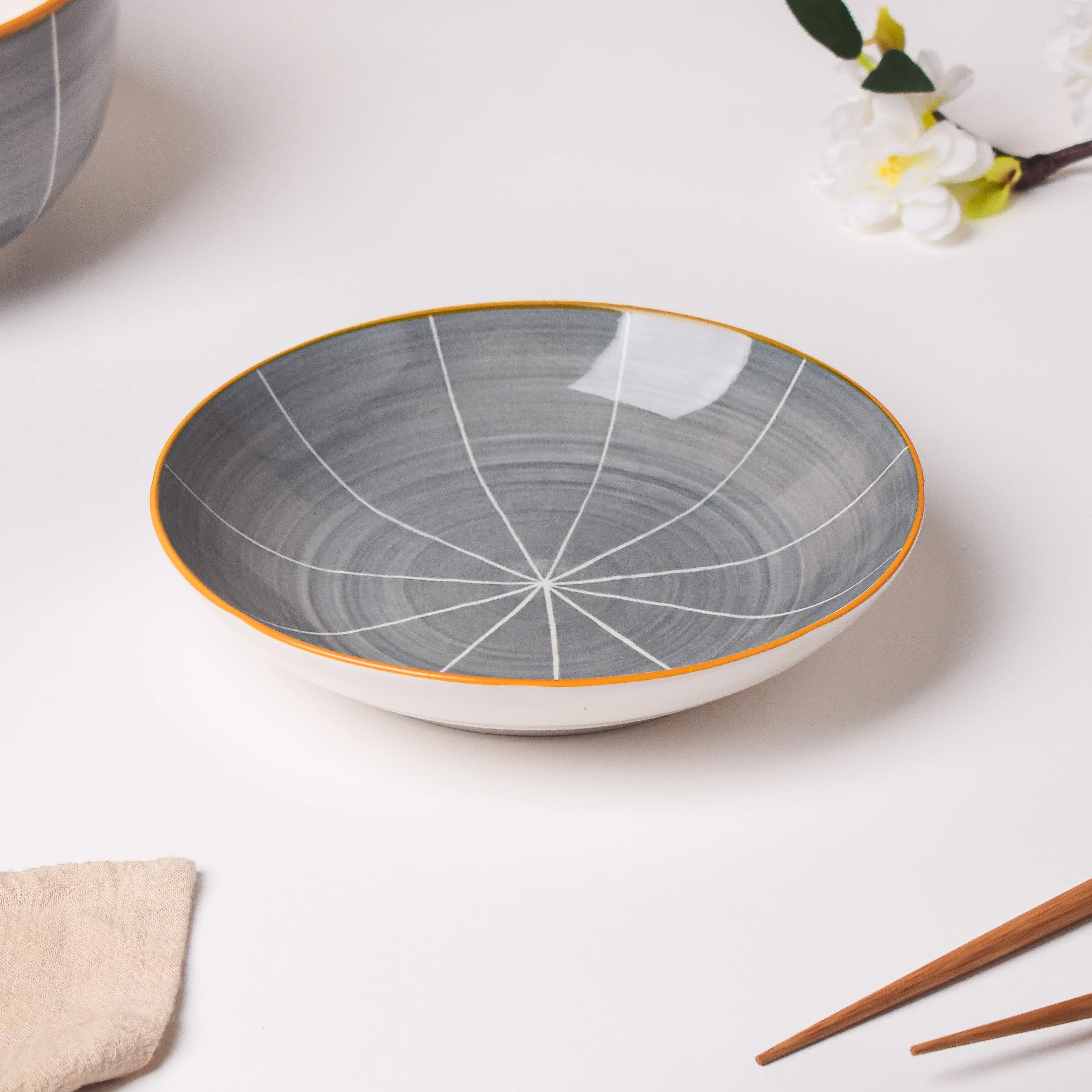 Willow Dark Grey 22 Piece Pasta Set For 6 - Image 6