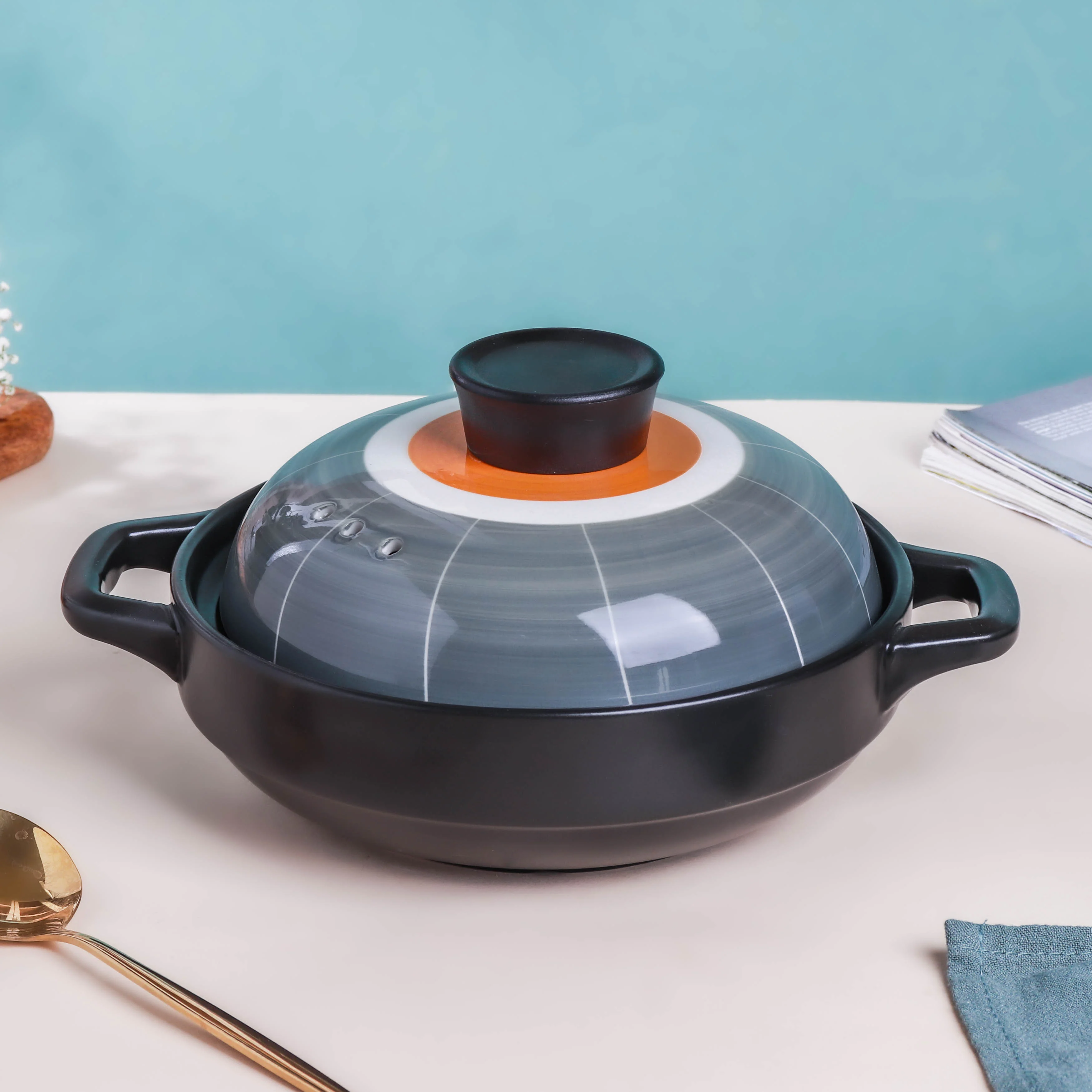 Willow Shallow Cooking Pot Grey - Image 3