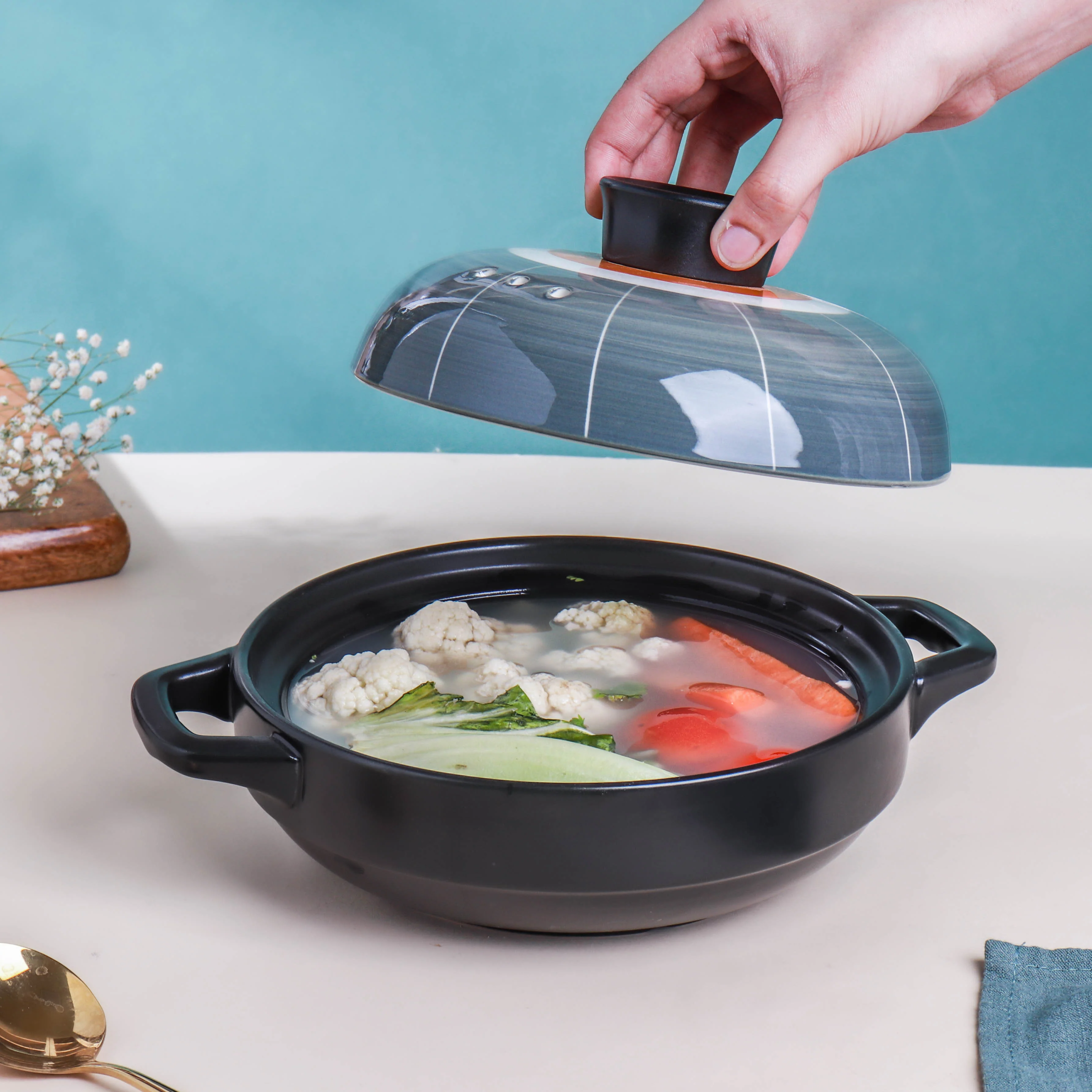 Willow Shallow Cooking Pot Grey - Image 4
