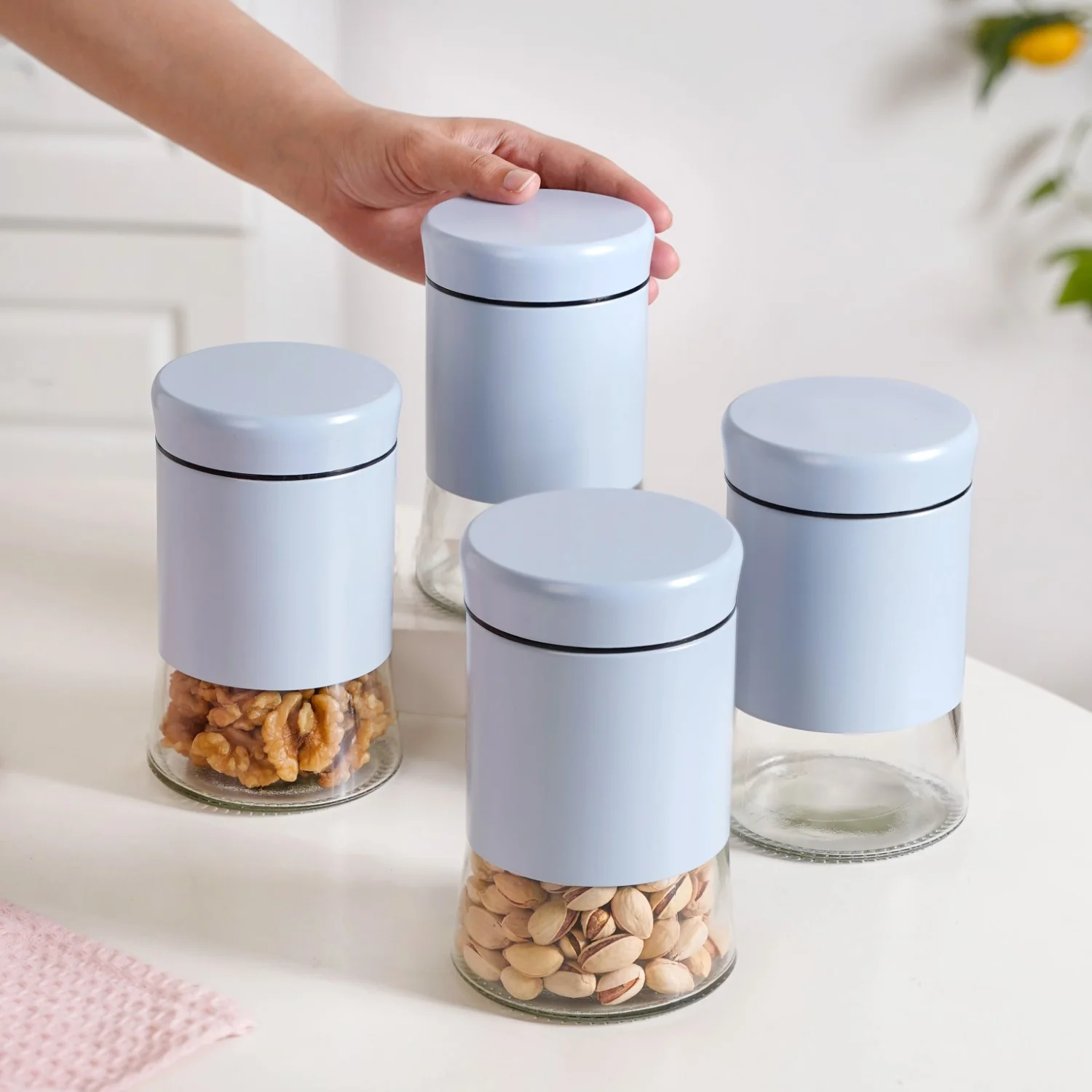 Winnie Blue Kitchen Jars With See Through Window Set Of 4 800ml - Image 2