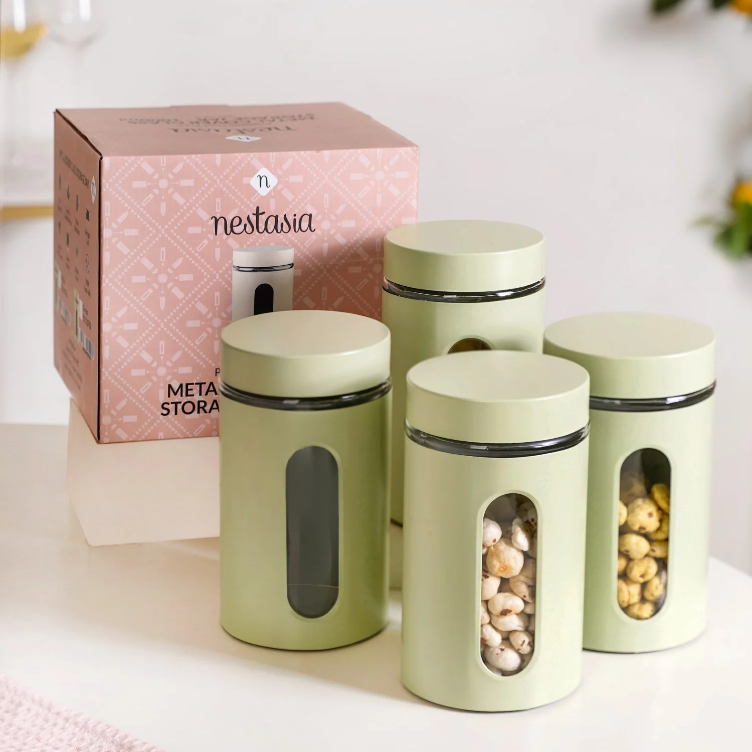 Winnie Green Glass Jar With Window Set Of 4 1000ml - Image 8