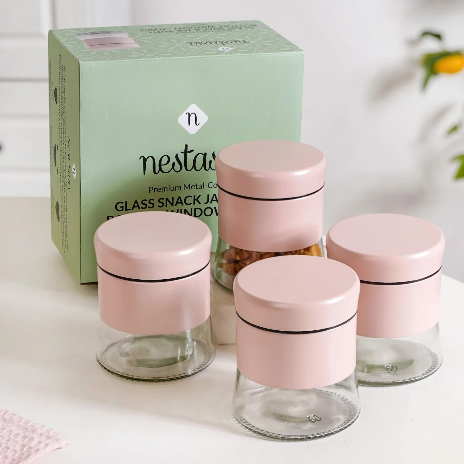 Winnie Set Of 4 Glass Storage Jar With Metal Cover 600ml - Image 10