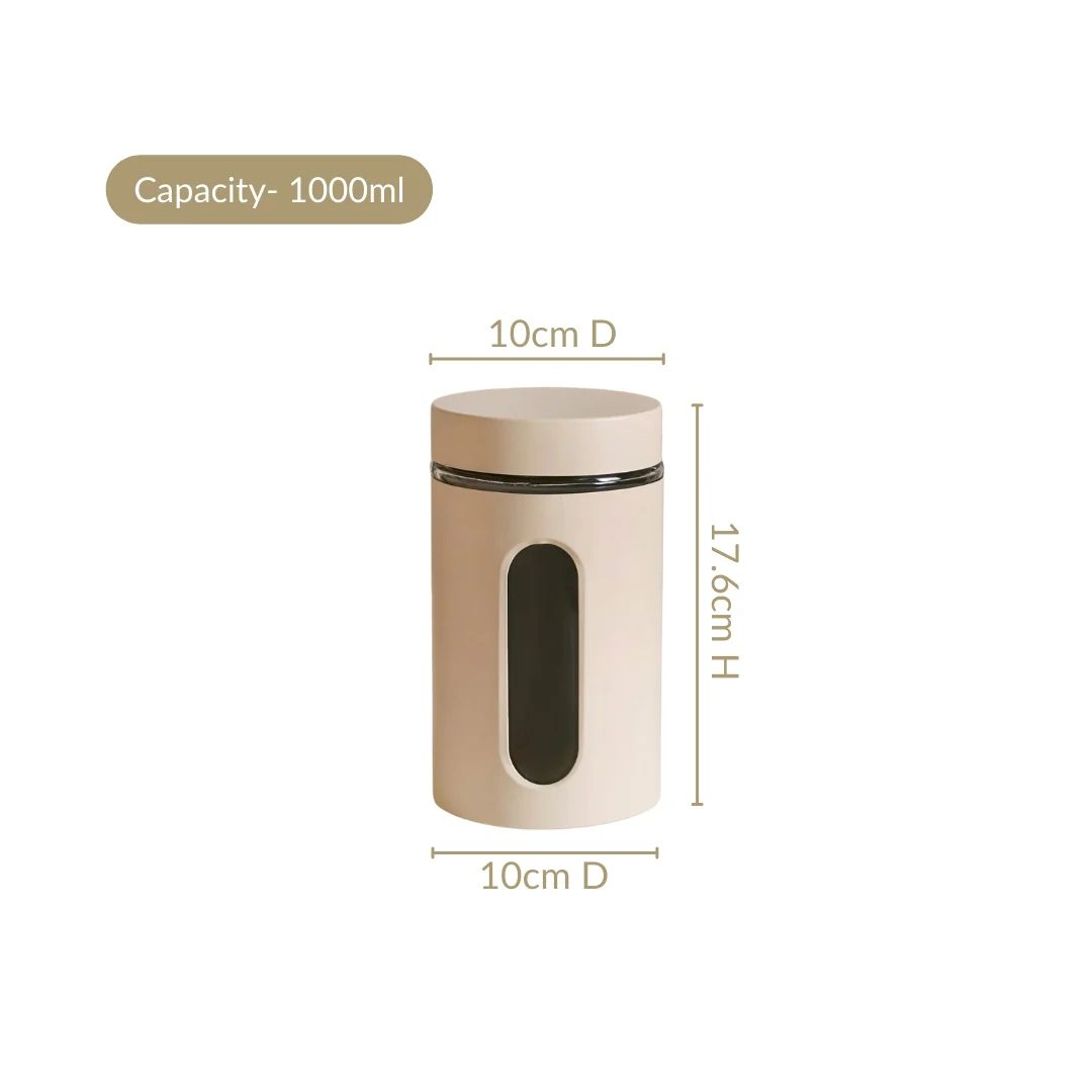 Winnie Set Of 4 Metal Cover Glass Canister With Window 1000ml - Image 3