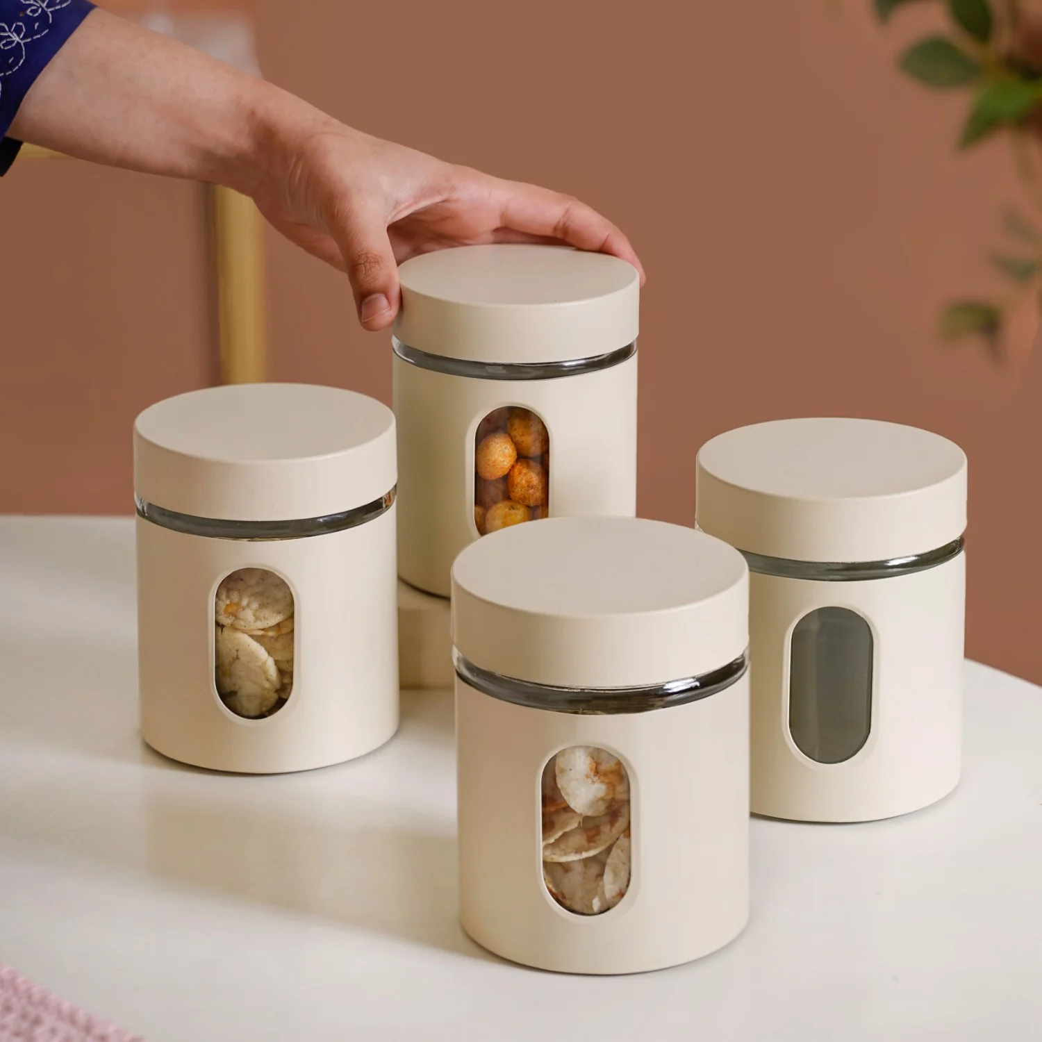 Winnie Smart Seal Metal Glass Kitchen Canisters Set Of 4 750ml - Image 2