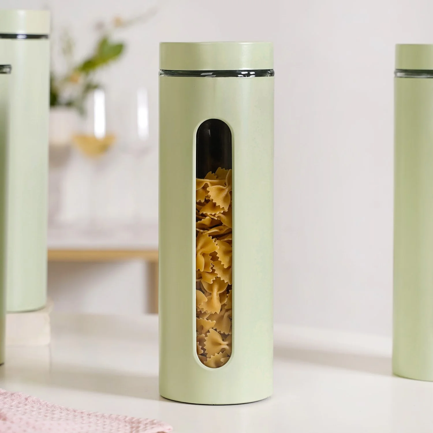 Winnie Tall Airtight Kitchen Canister With Window Set Of 4 Green 2000ml - Image 8