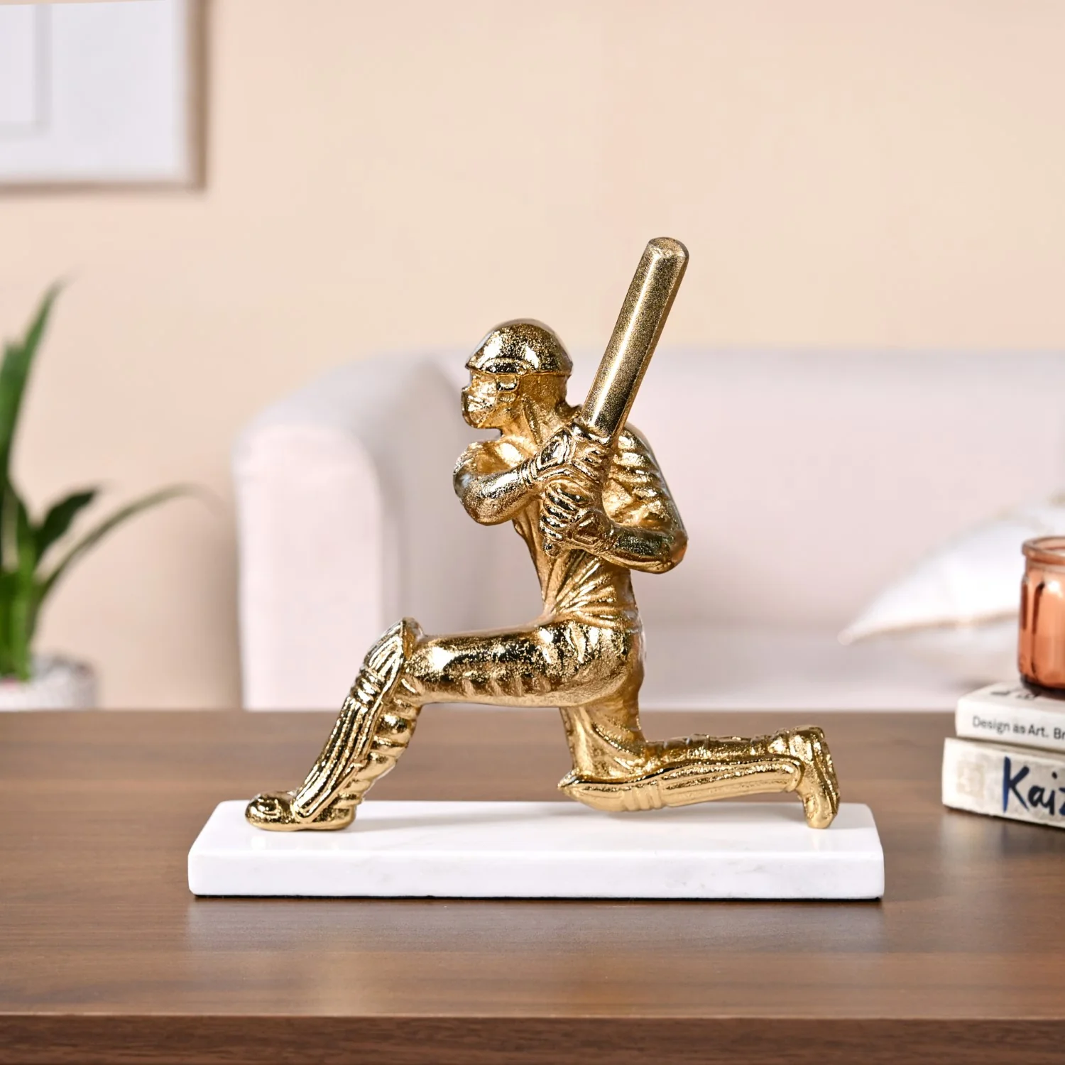 Winning Batsman Living Room Metal Decor In Gold - Image 10