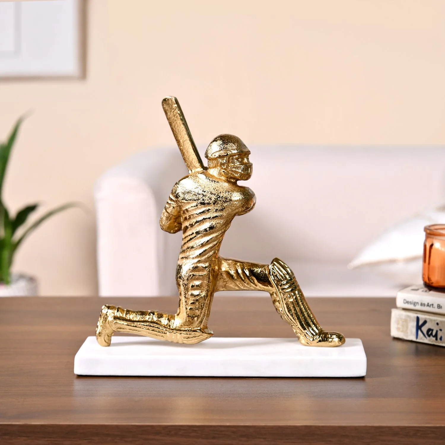 Winning Batsman Living Room Metal Decor In Gold - Image 2