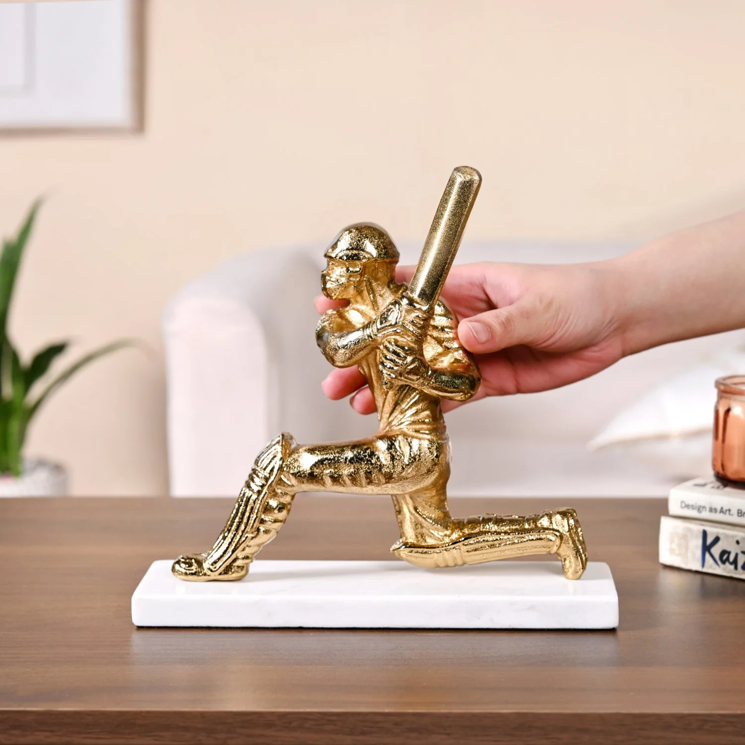 Winning Batsman Living Room Metal Decor In Gold - Image 3