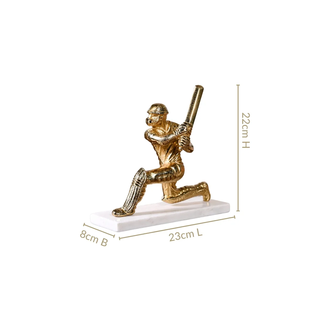 Winning Batsman Living Room Metal Decor In Gold - Image 4