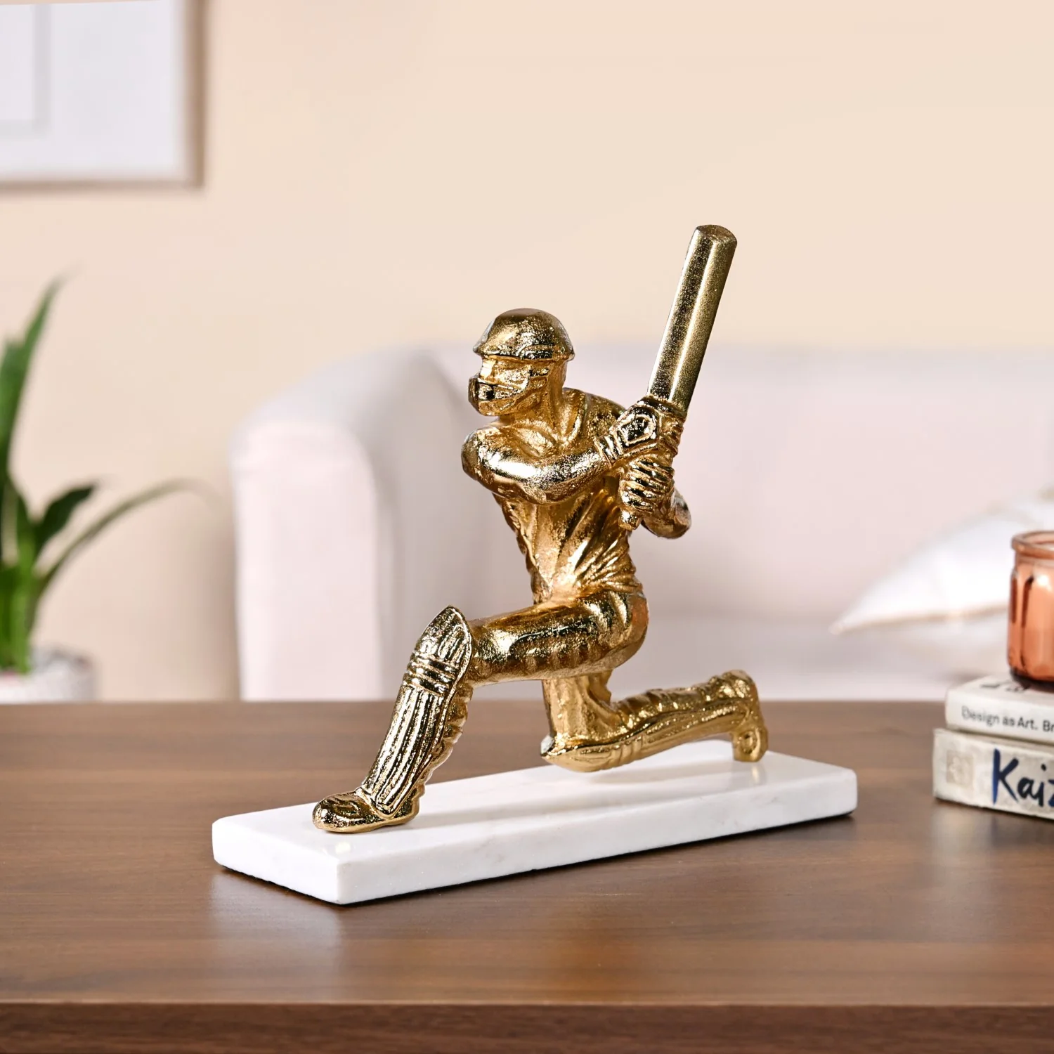 Winning Batsman Living Room Metal Decor In Gold - Image 9