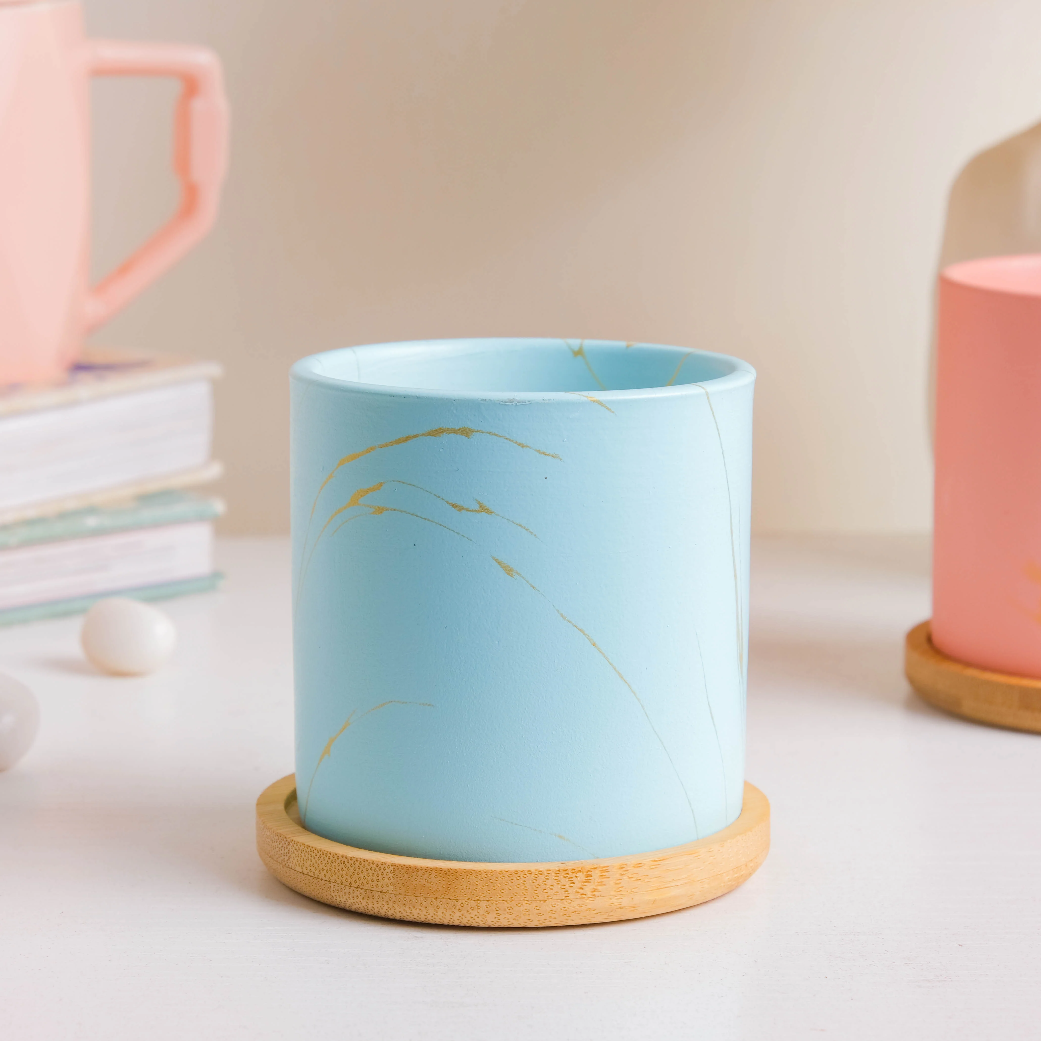 Winter Blue Planter With Coaster - Image 4