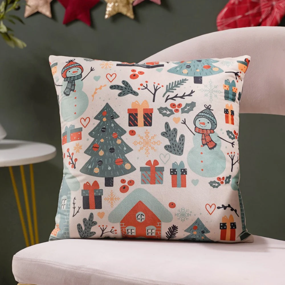Winter Graphic Velvet Cushion Cover 16 X 16 Inch - Image 5