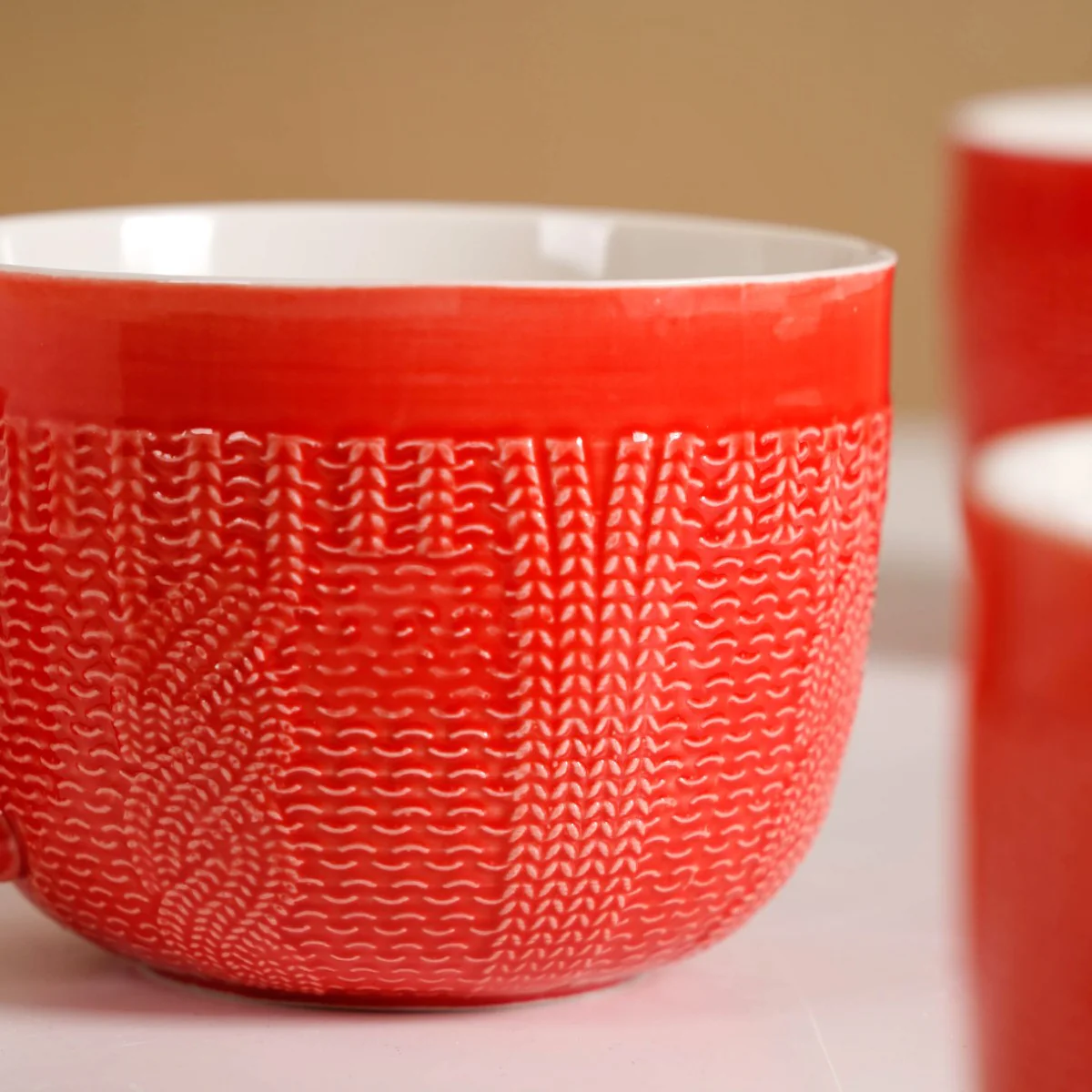 Winter Red Cappuccino Cup Set of 4 Large 490ml - Image 8